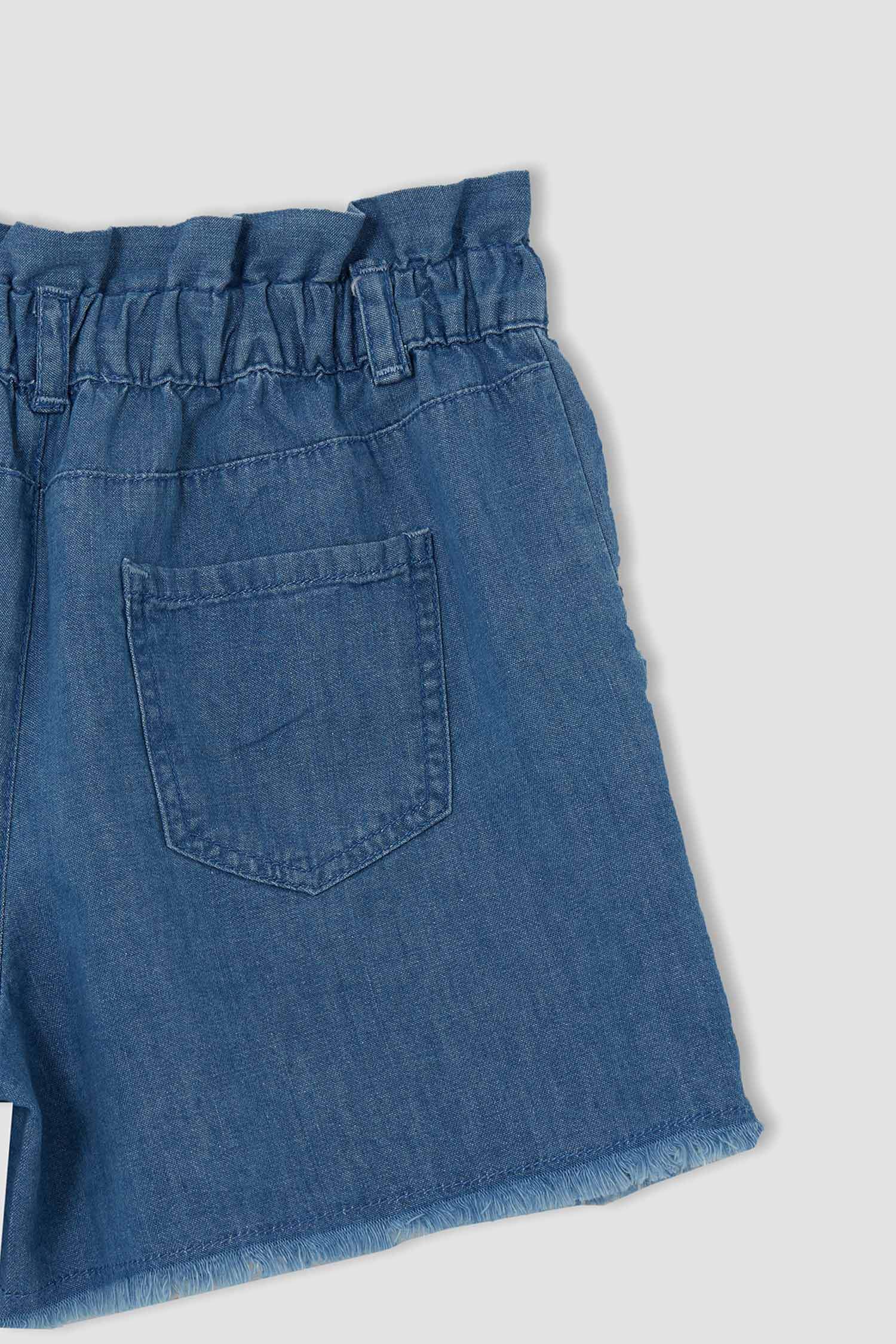 Kız Çocuk Paperbag Esnek Belli Jean Şort