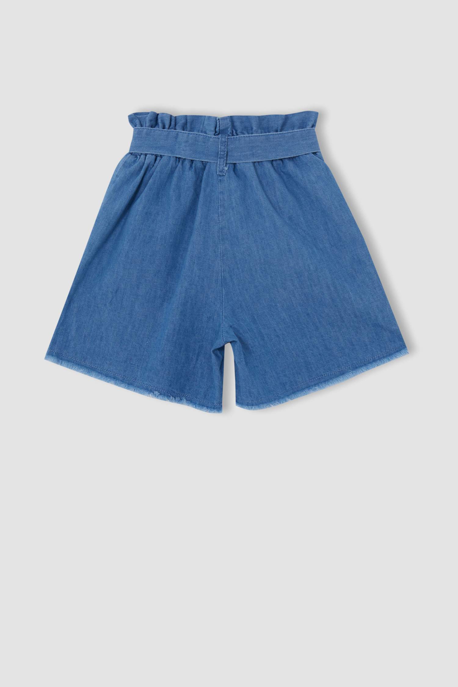 Kız Çocuk Paperbag Esnek Belli Kuşaklı Jean Şort