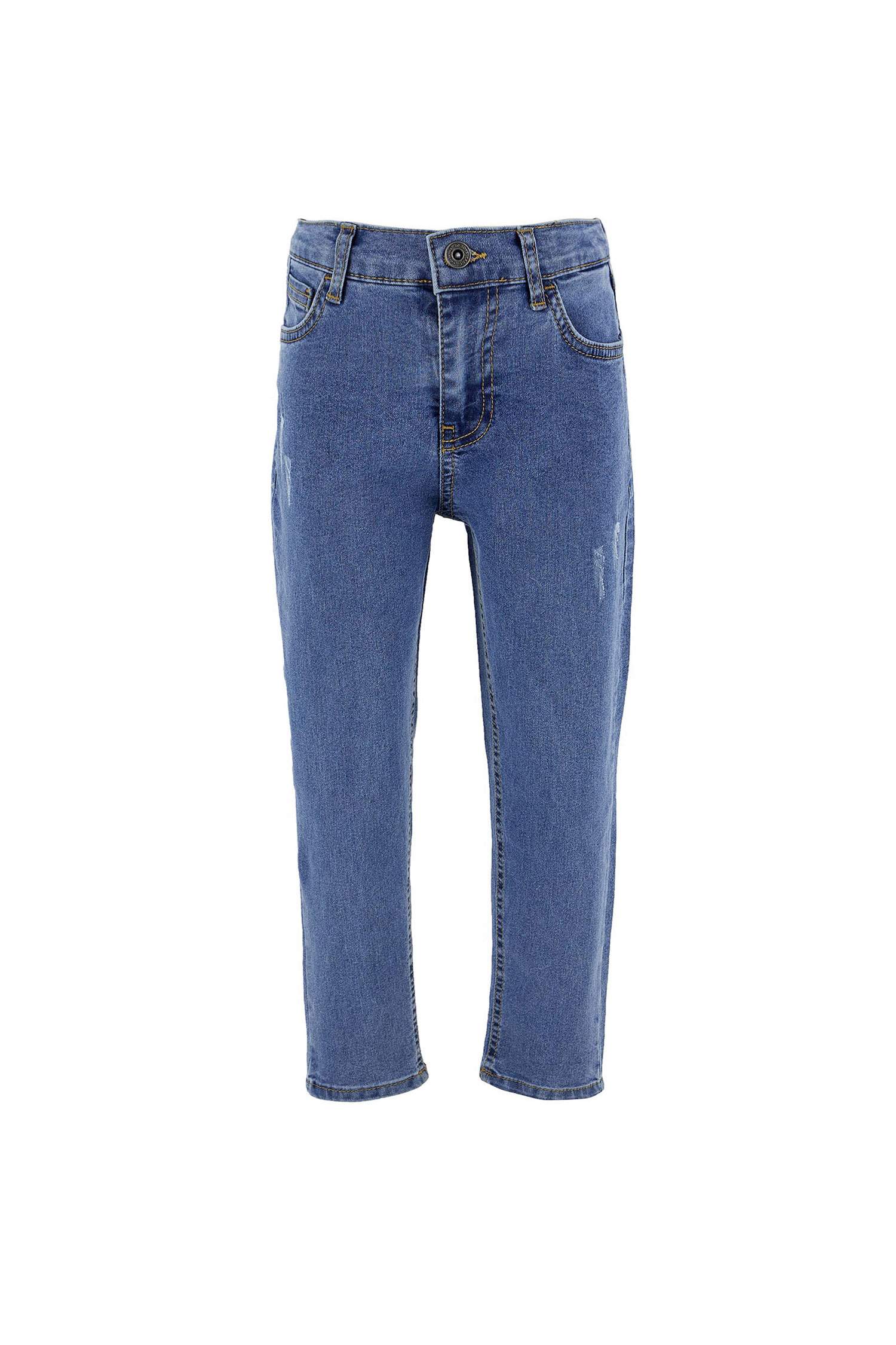 Erkek Çocuk Loose Fit Yıpratma Detaylı Jean Pantolon