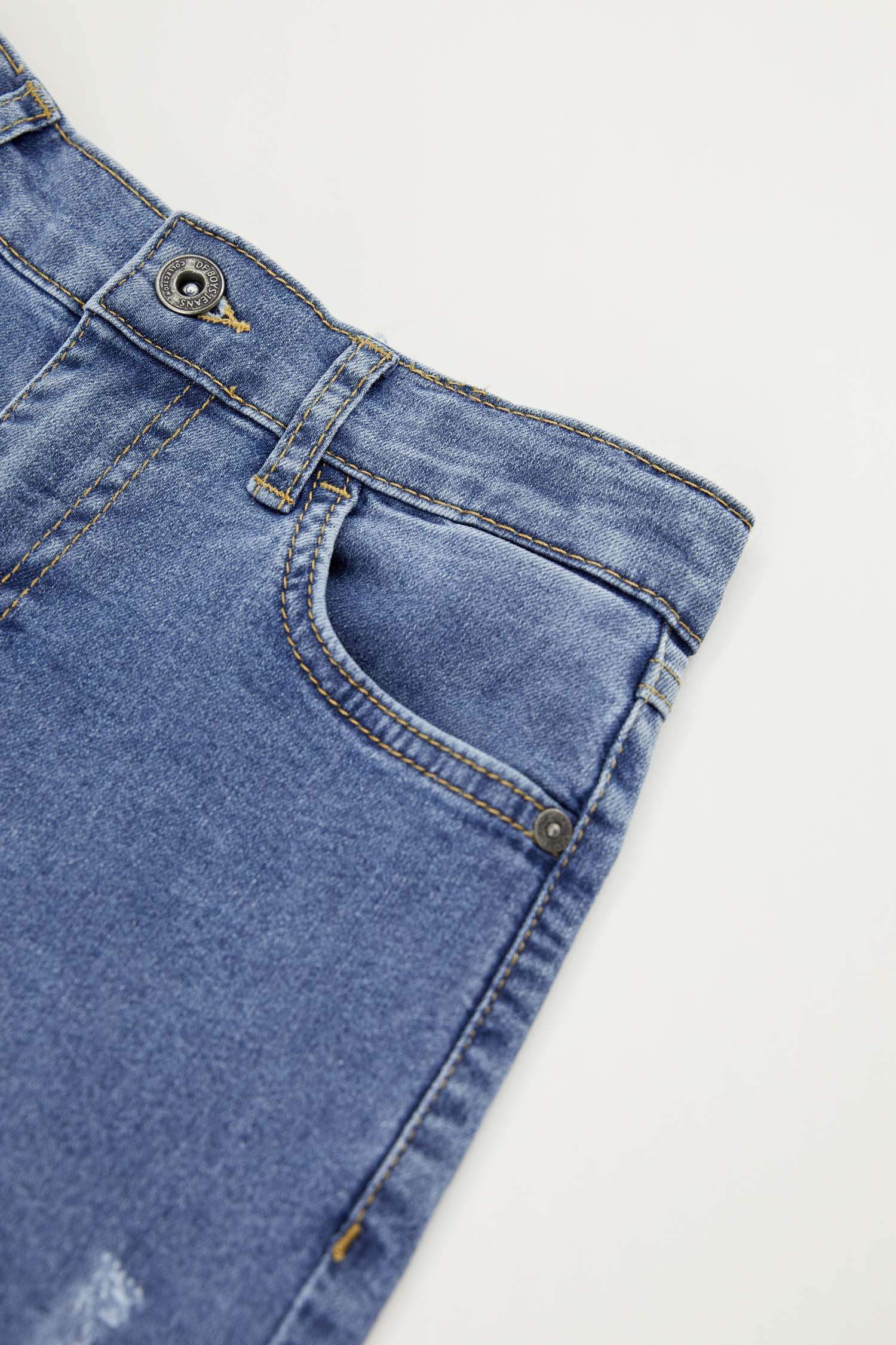 Erkek Çocuk Loose Fit Yıpratma Detaylı Jean Pantolon