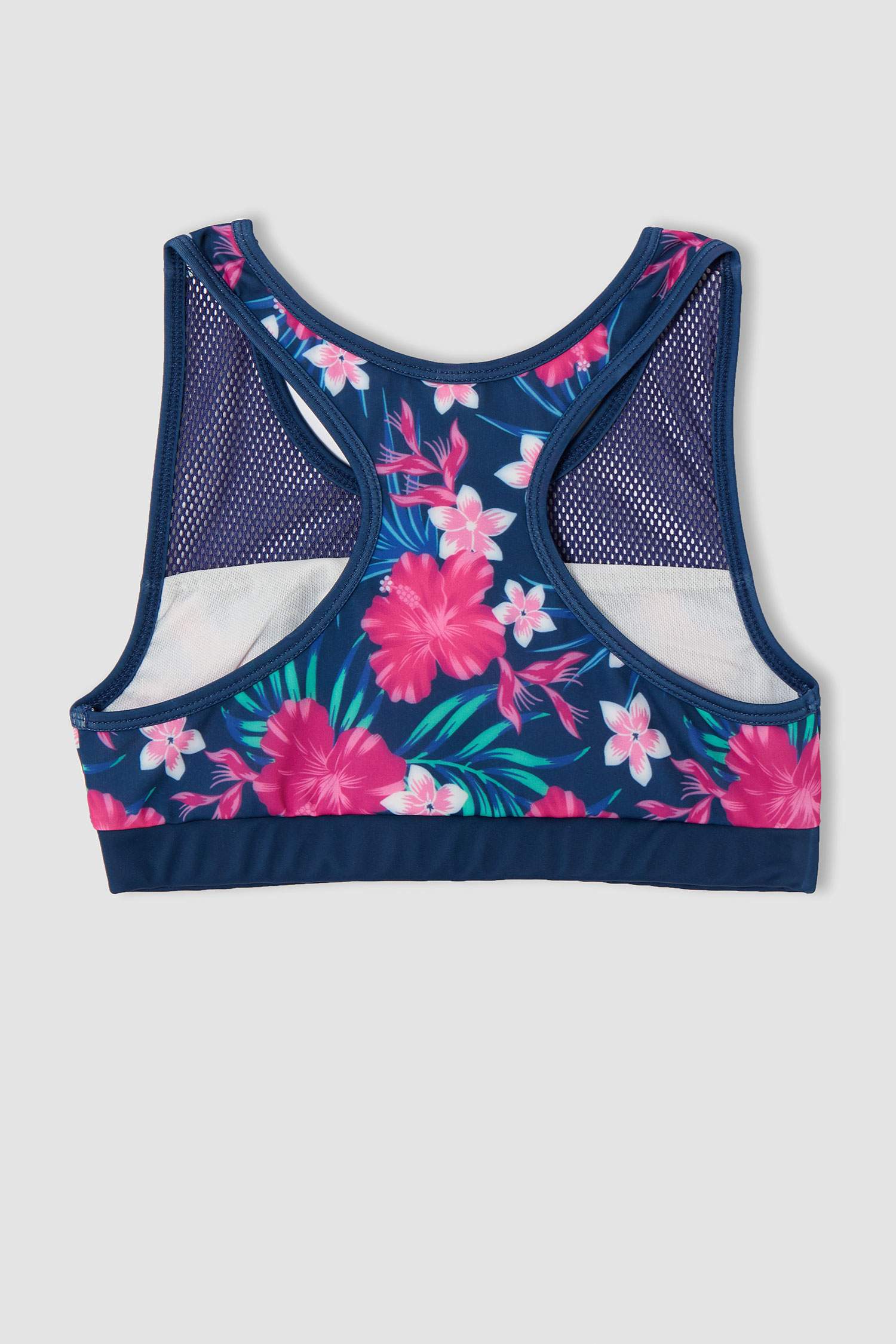 Kız Çocuk Çiçek Desenli Esnek Bikini Ve Şort Takımı
