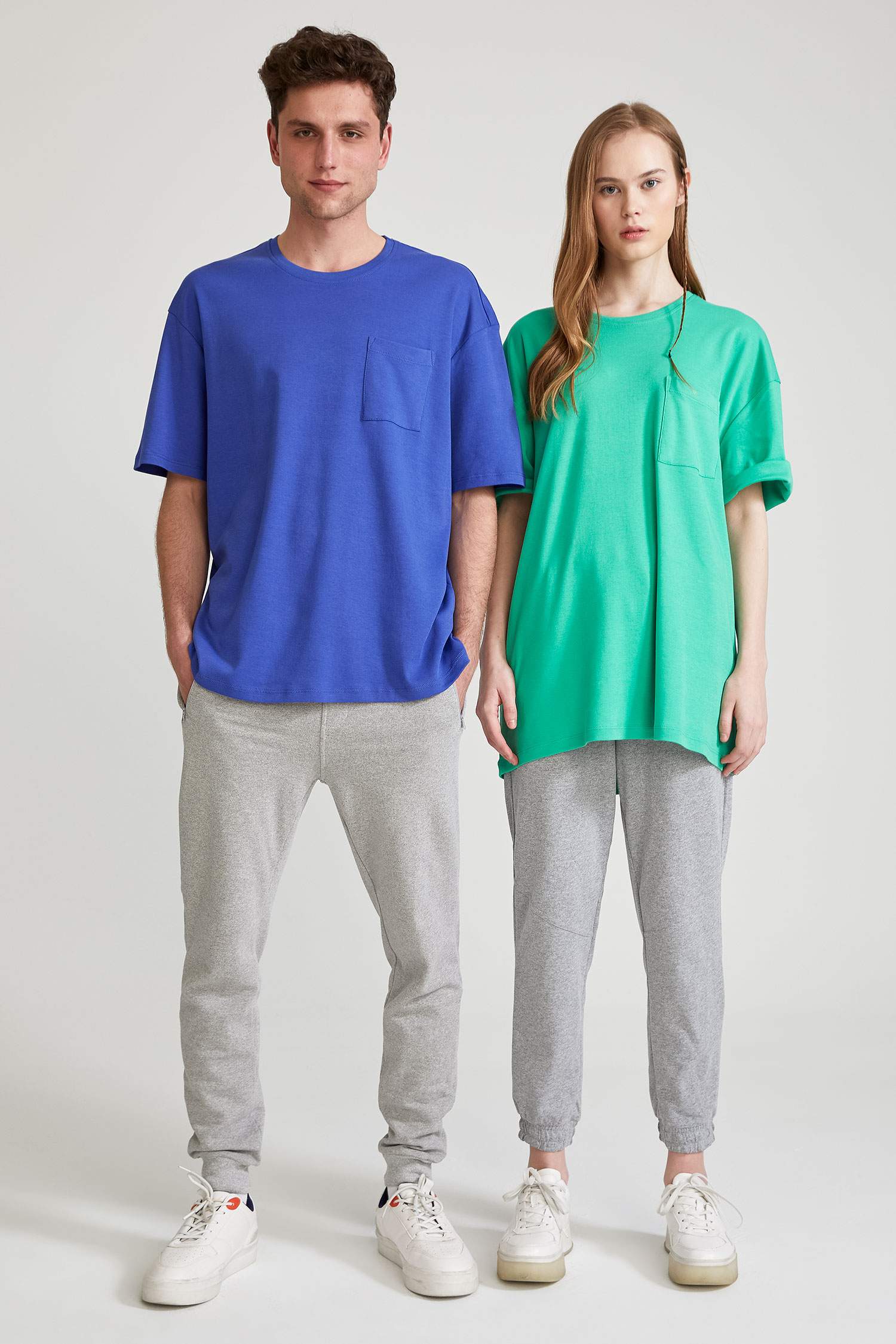 Oversize Fit Bisiklet Yaka Basic Pamuklu Penye Tişört