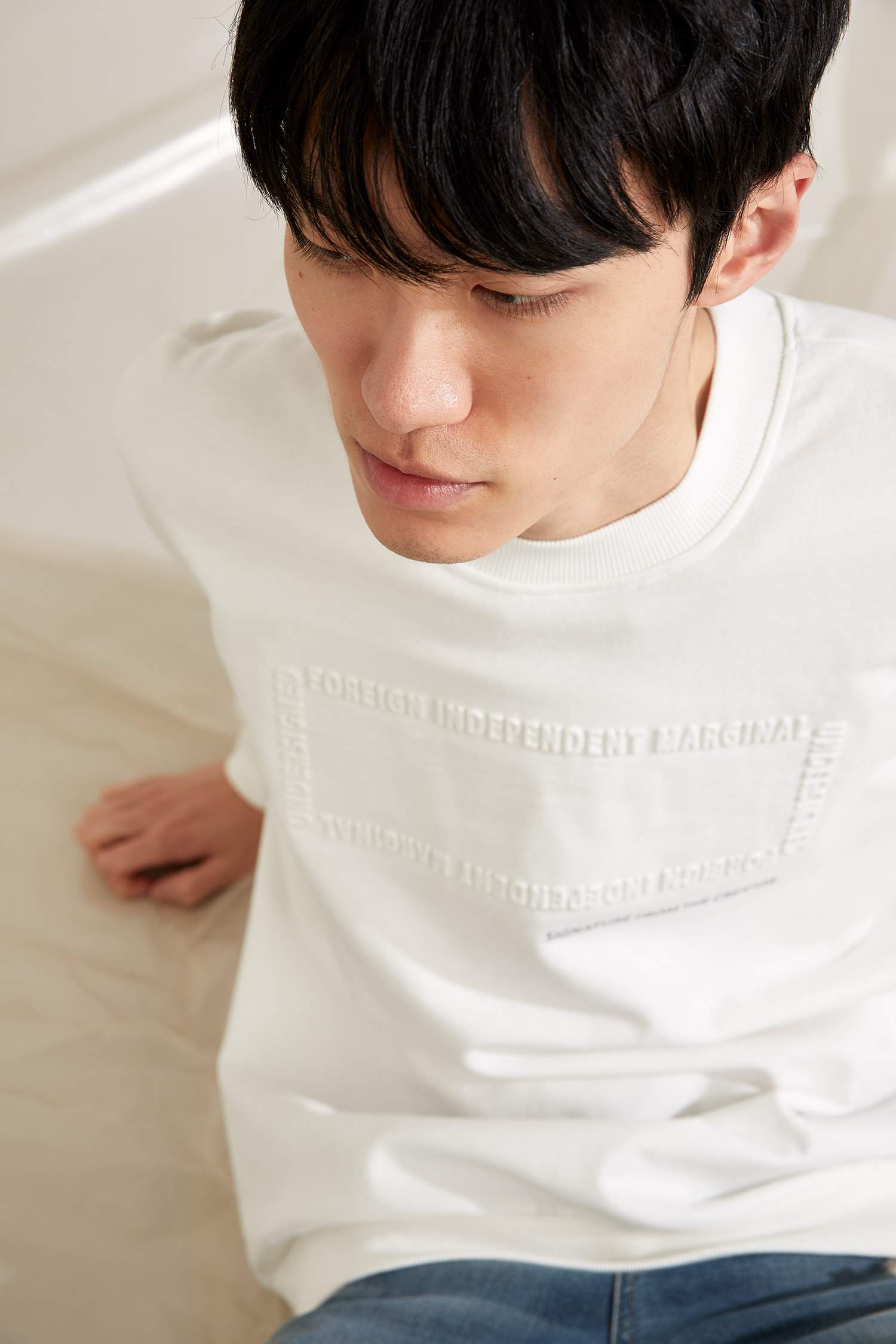 Oversize Fit Baskılı Bisiklet Yaka Sweatshirt