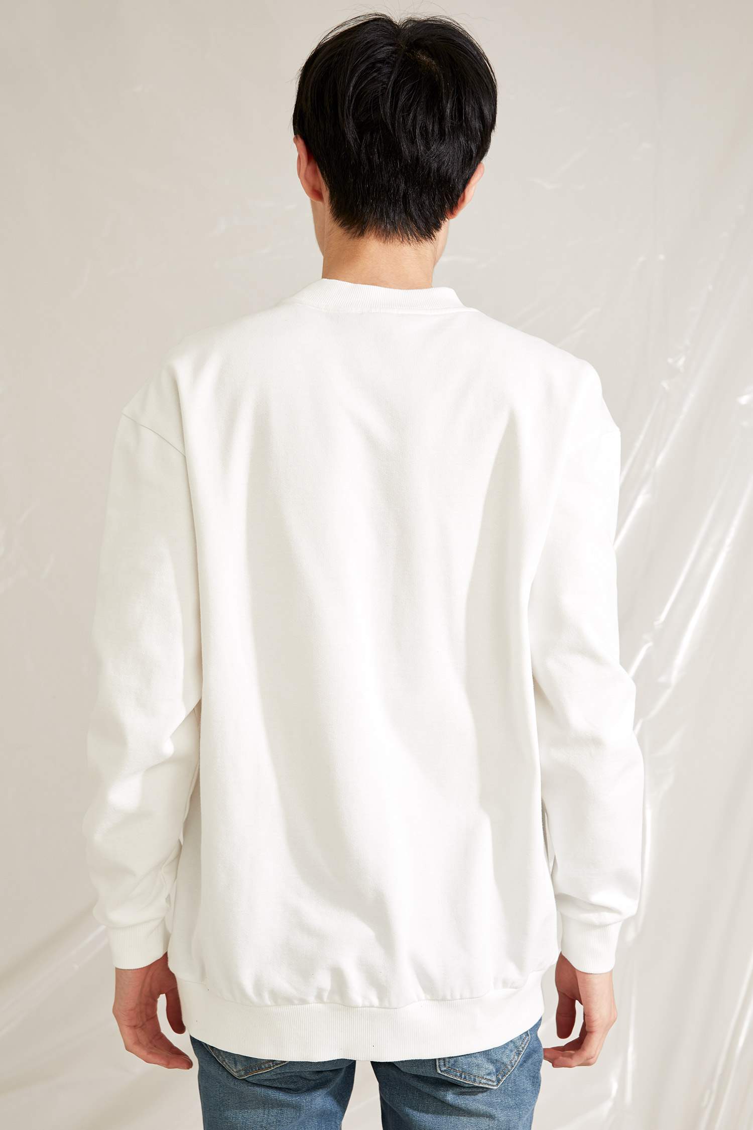 Oversize Fit Baskılı Bisiklet Yaka Sweatshirt