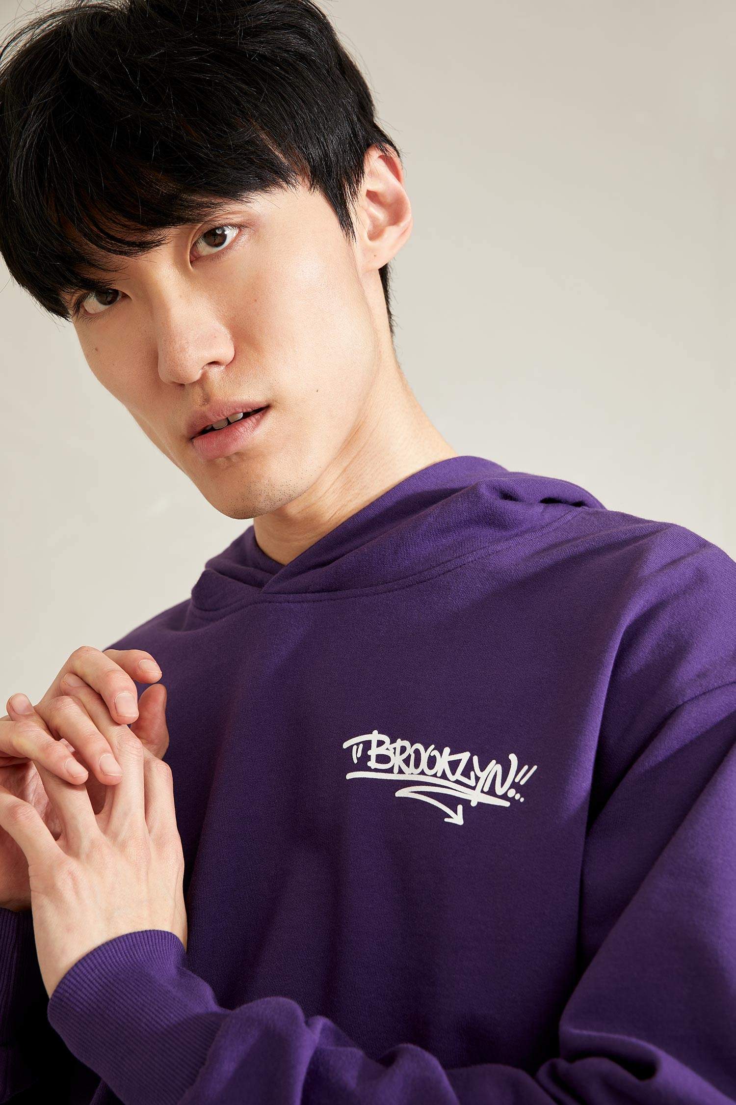 Oversize Fit Sırtı Baskılı Kapüşonlu Sweatshirt