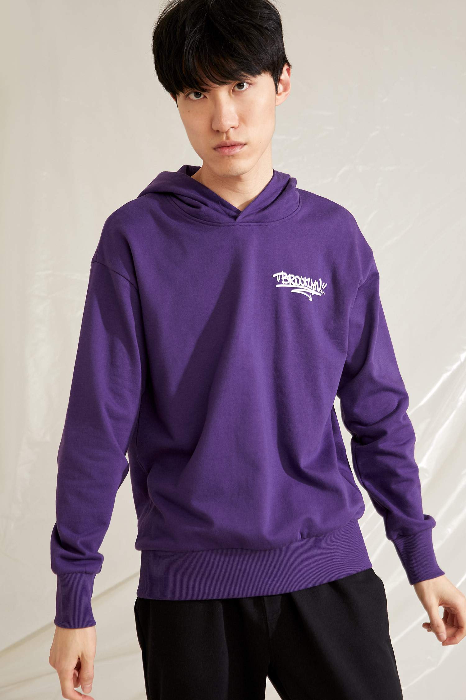 Oversize Fit Sırtı Baskılı Kapüşonlu Sweatshirt