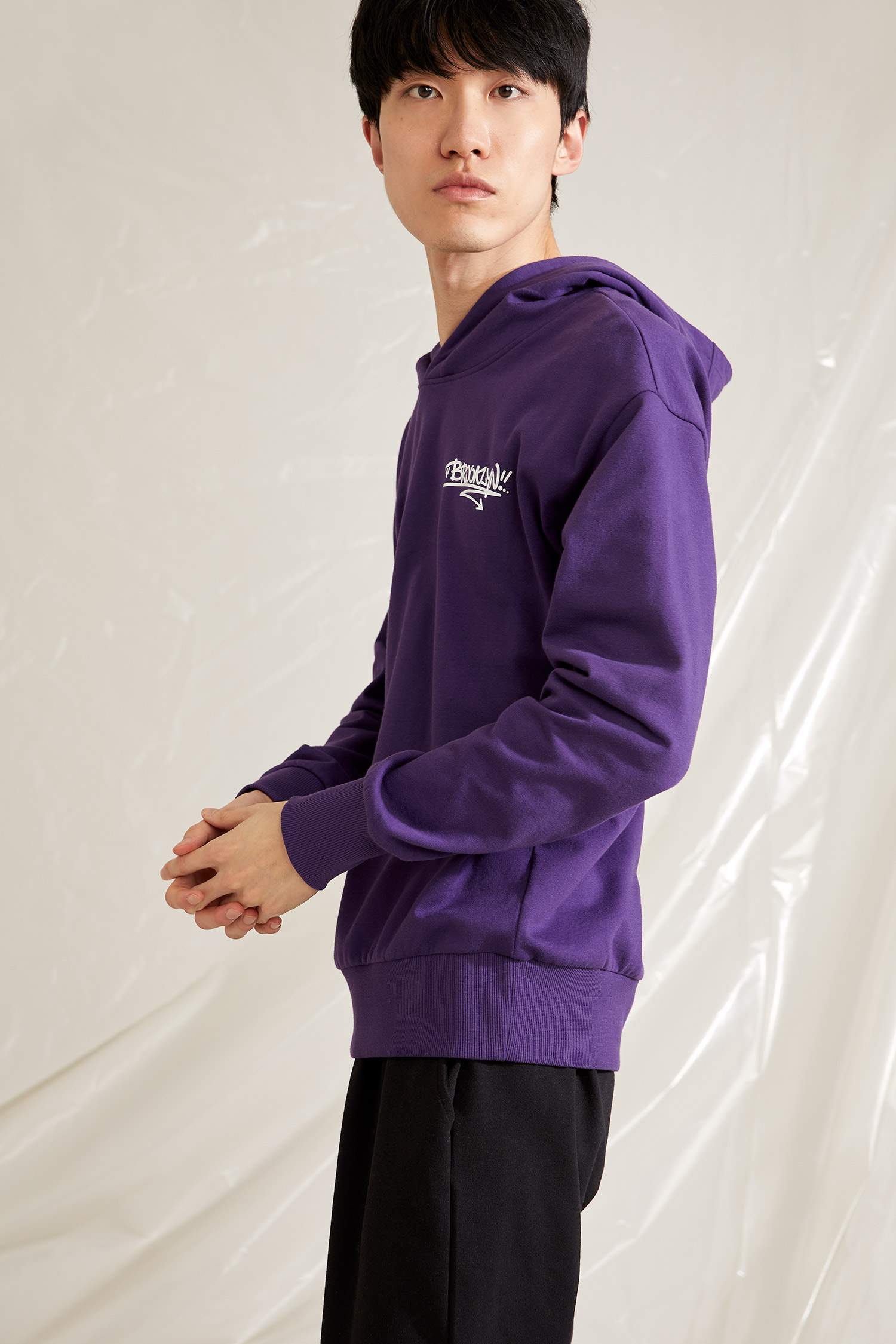 Oversize Fit Sırtı Baskılı Kapüşonlu Sweatshirt
