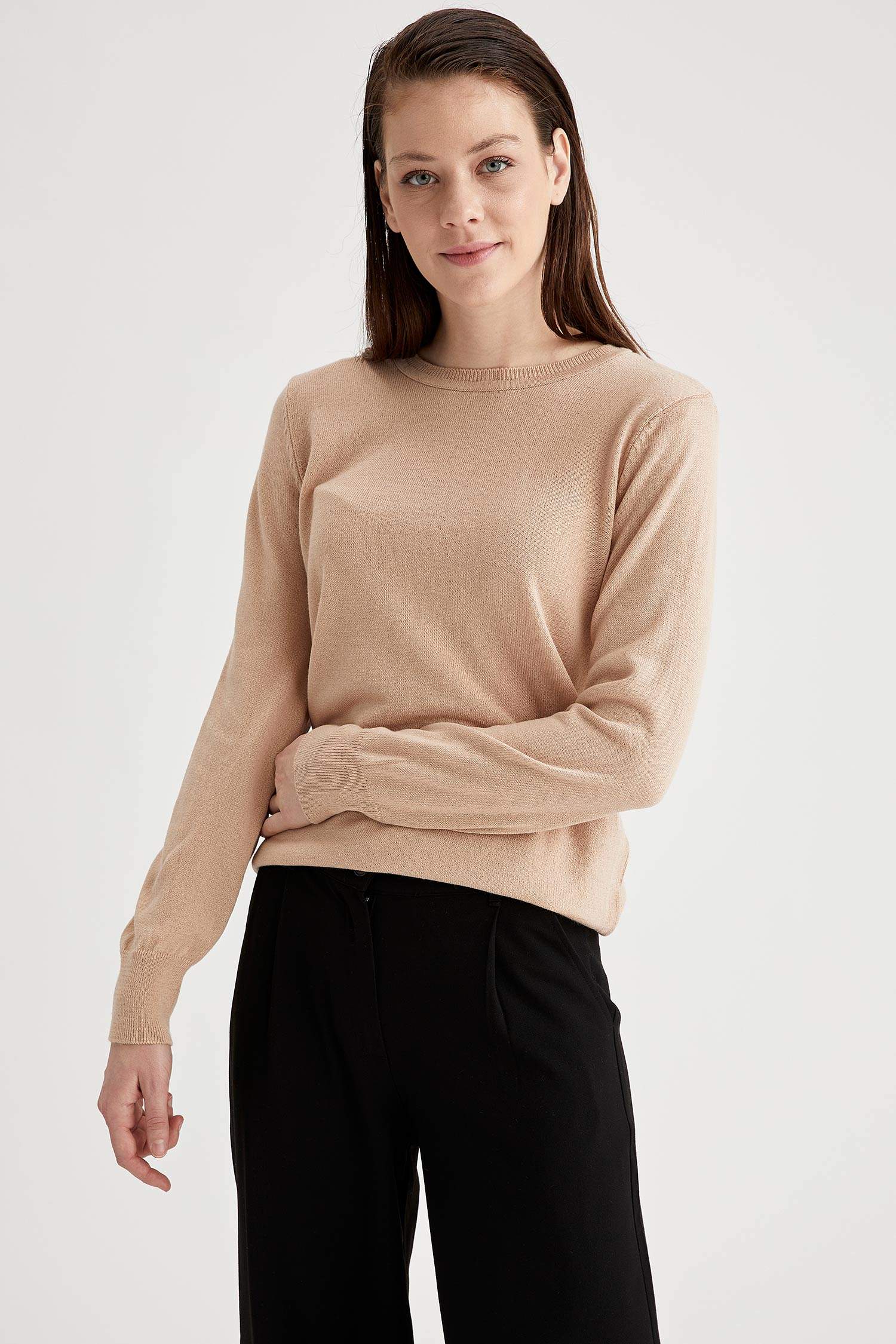 Basic Bisiklet Yaka Relax Fit Triko Kazak