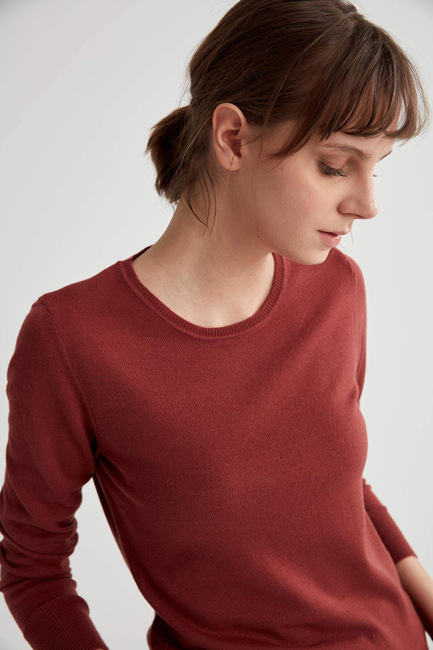 Basic Bisiklet Yaka Relax Fit Triko Kazak