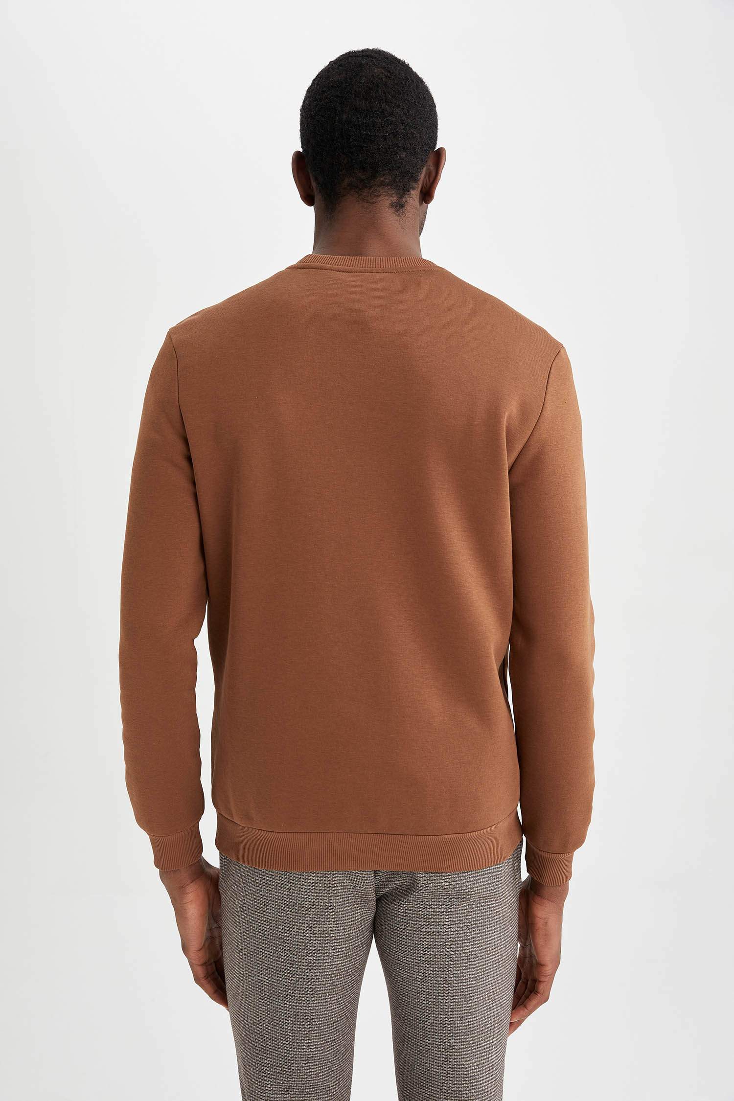 Regular Fit Bisiklet Yaka Basic Pamuklu Sweatshirt