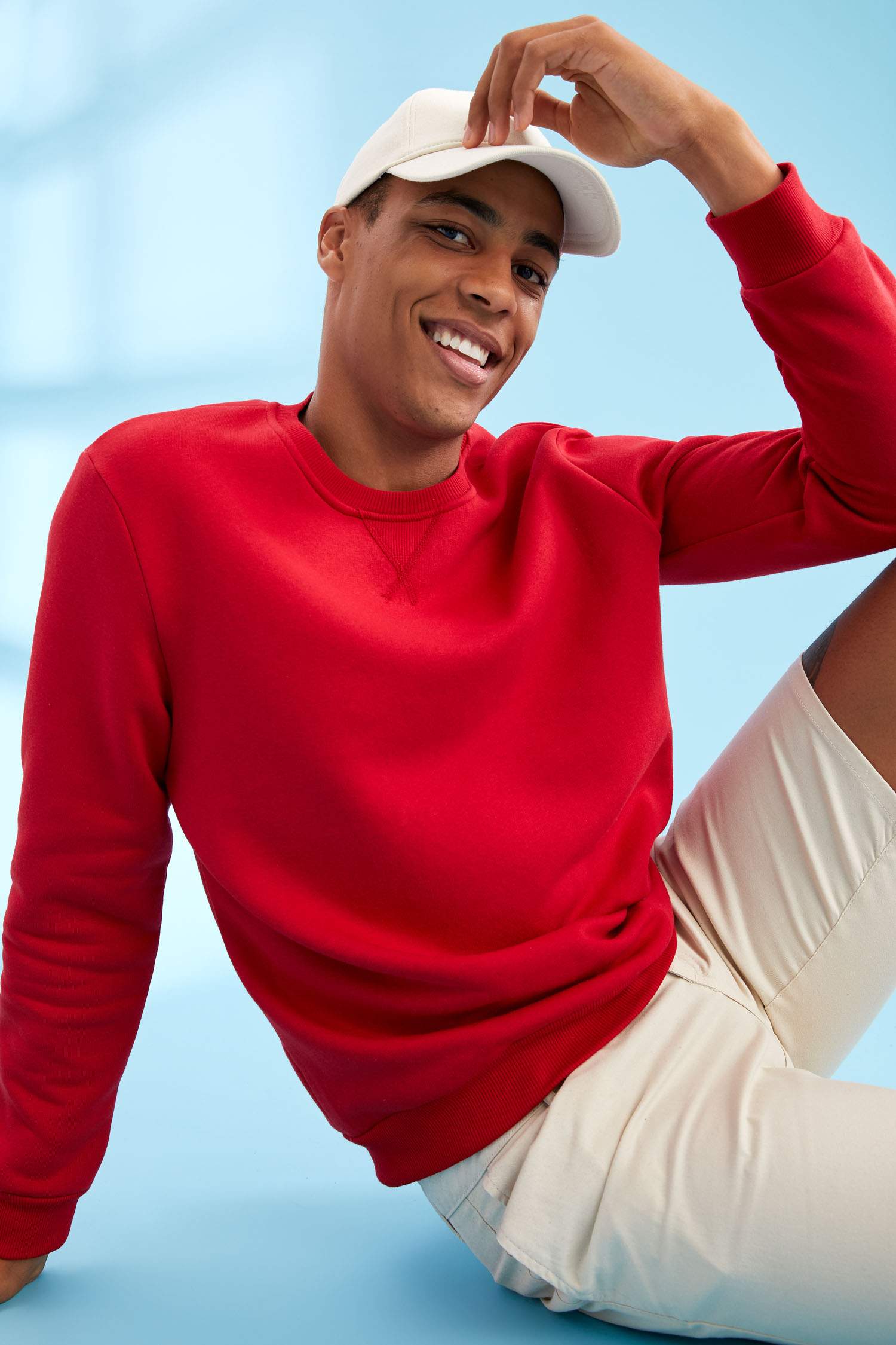 Regular Fit Bisiklet Yaka Basic Pamuklu Sweatshirt