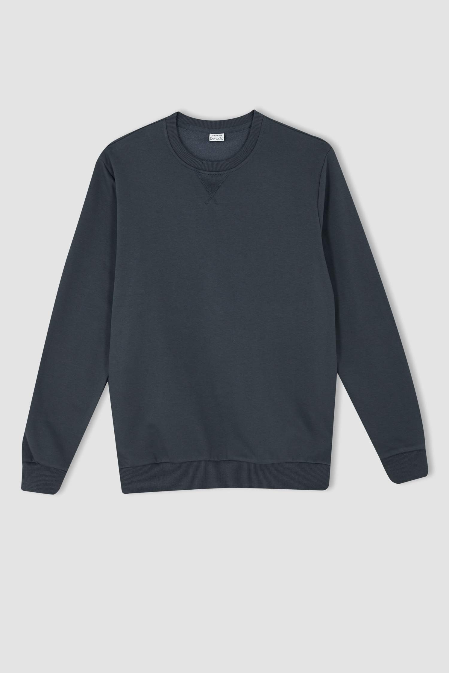 Regular Fit Bisiklet Yaka Basic Pamuklu Sweatshirt