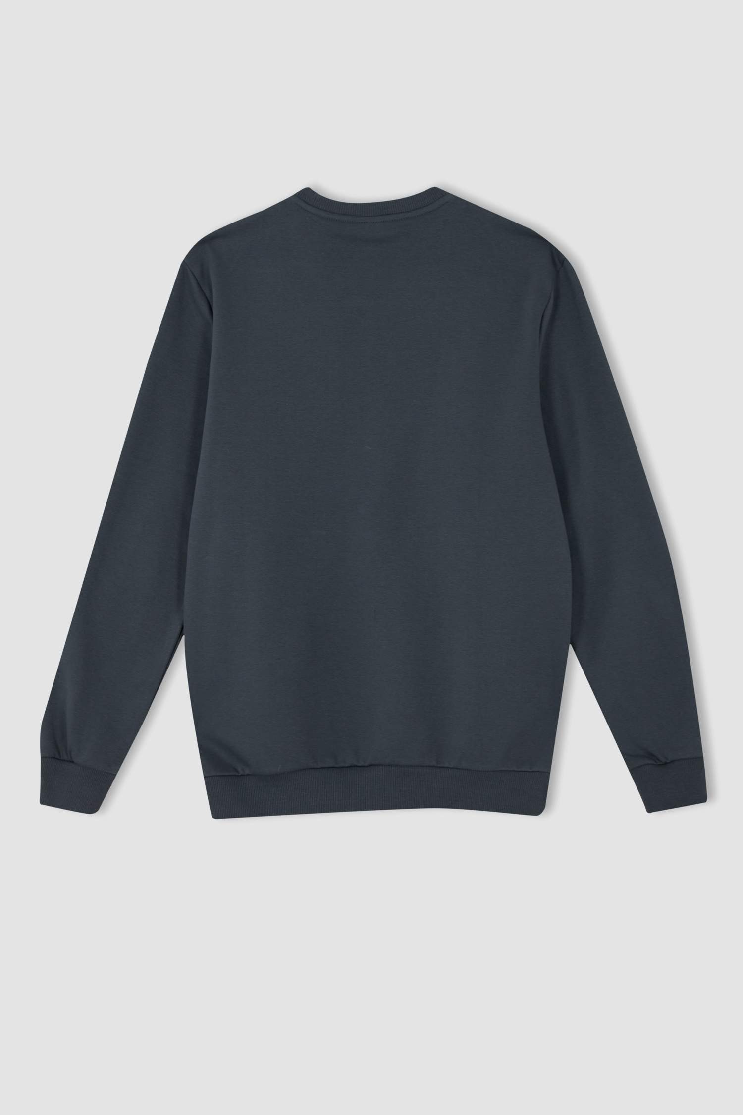 Regular Fit Bisiklet Yaka Basic Pamuklu Sweatshirt