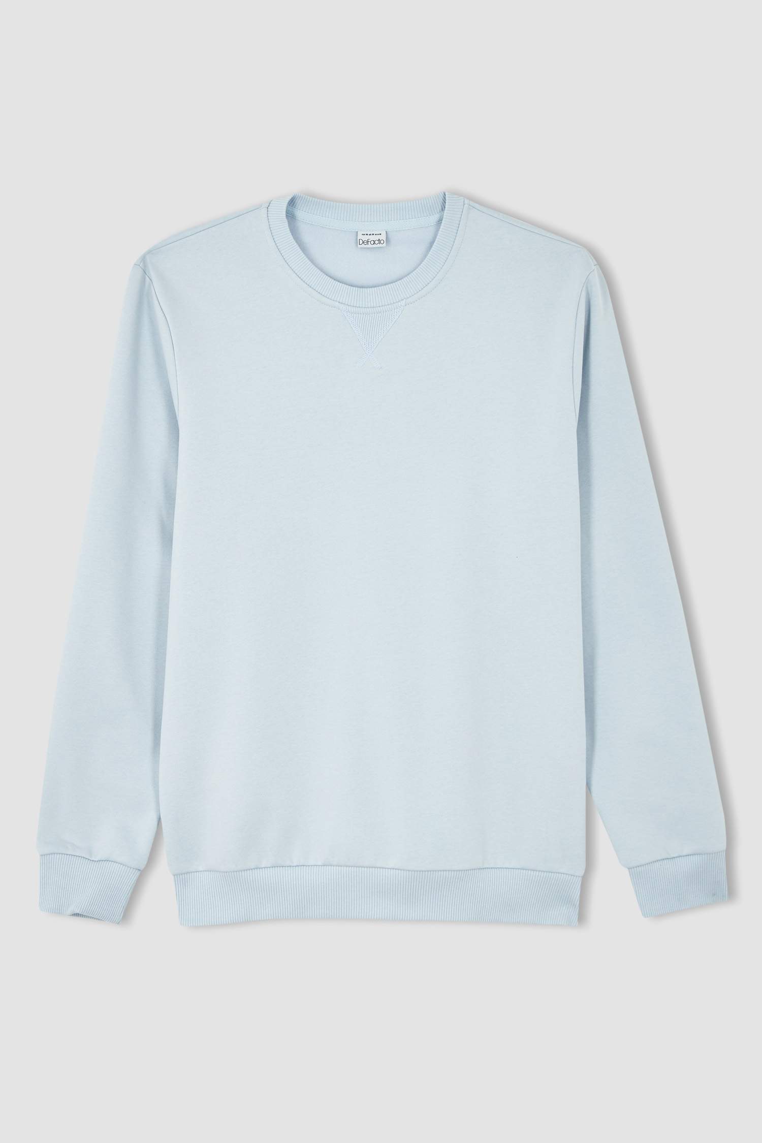 Regular Fit Bisiklet Yaka Basic Pamuklu Sweatshirt