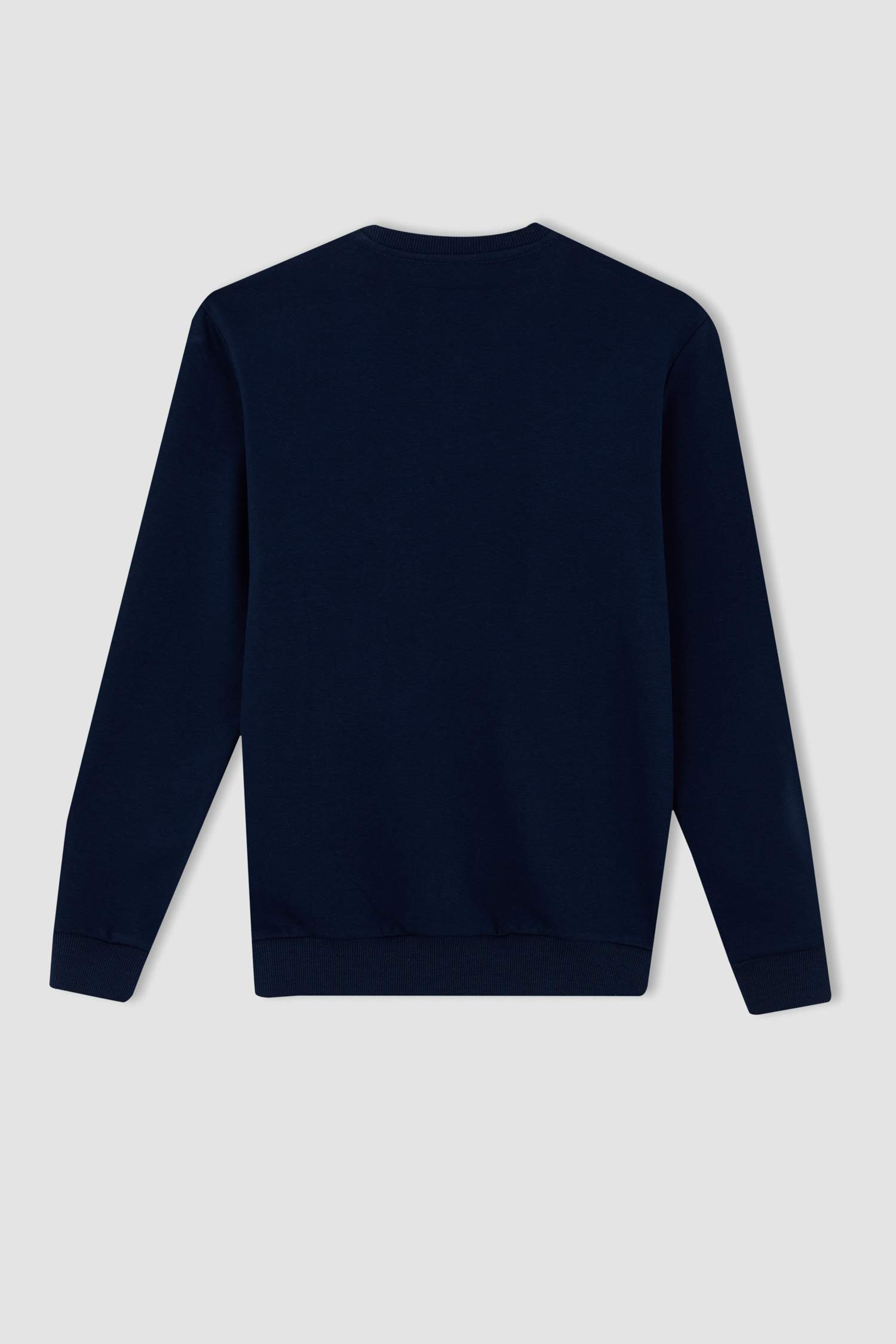 Regular Fit Bisiklet Yaka Basic Pamuklu Sweatshirt