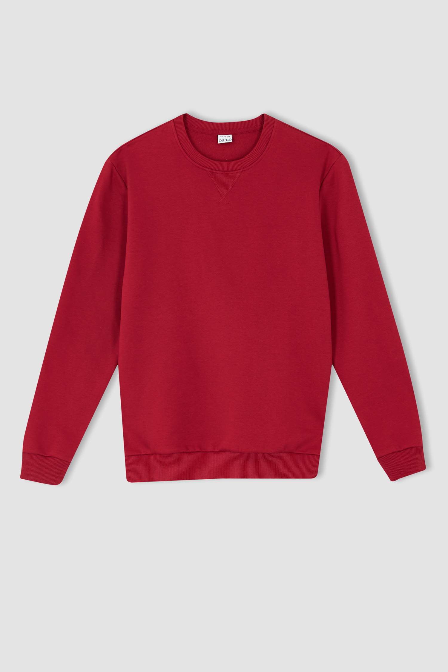 Regular Fit Bisiklet Yaka Basic Pamuklu Sweatshirt