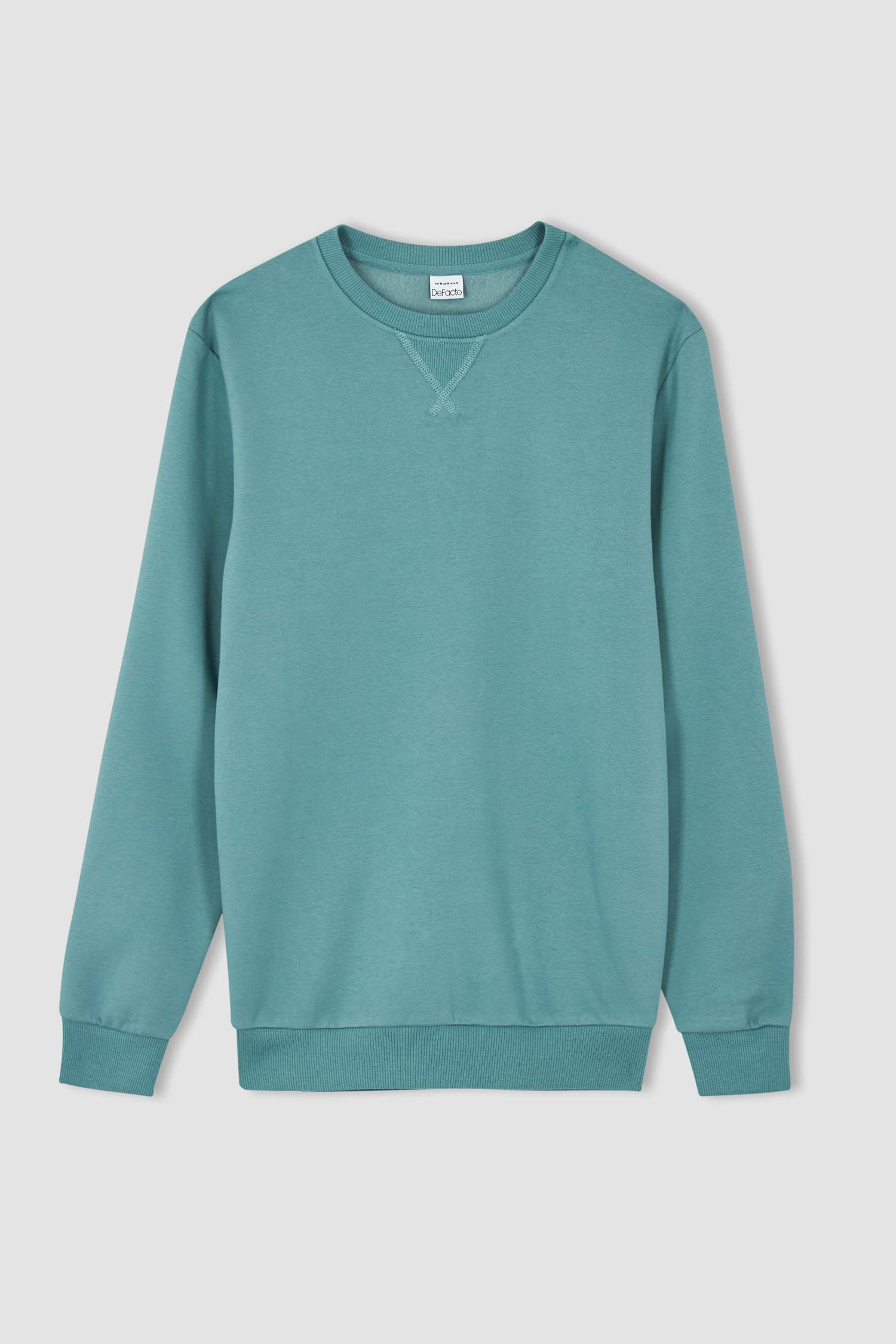 Regular Fit Bisiklet Yaka Basic Pamuklu Sweatshirt