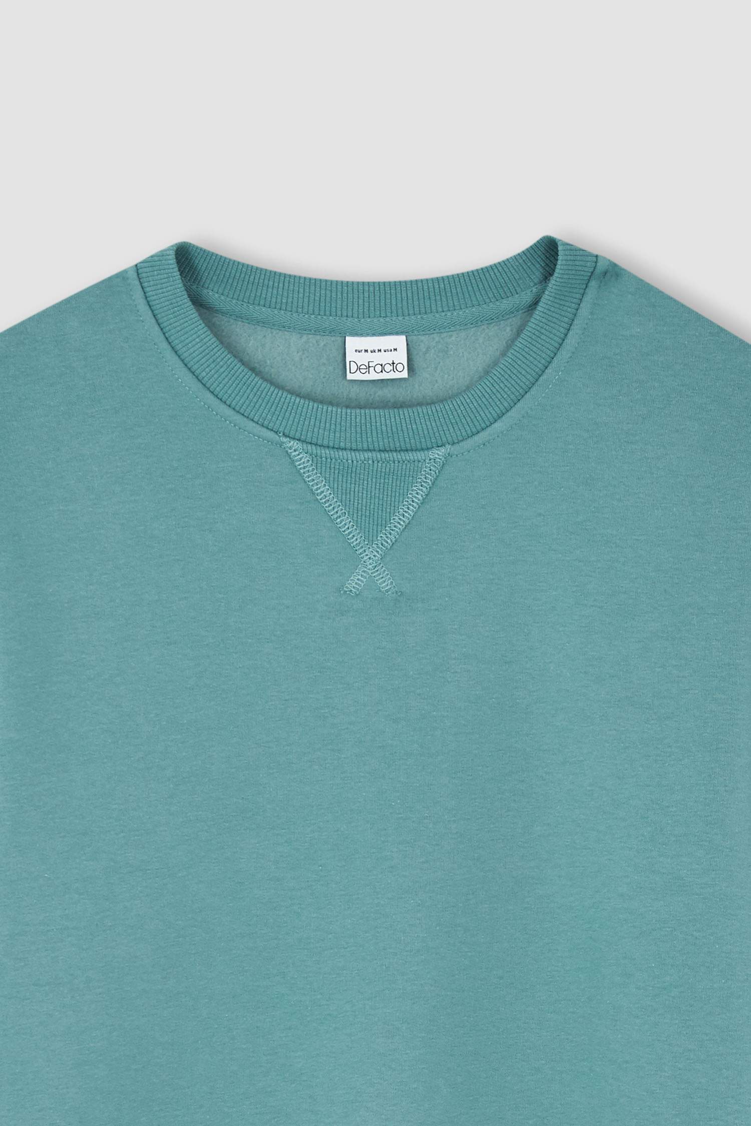 Regular Fit Bisiklet Yaka Basic Pamuklu Sweatshirt