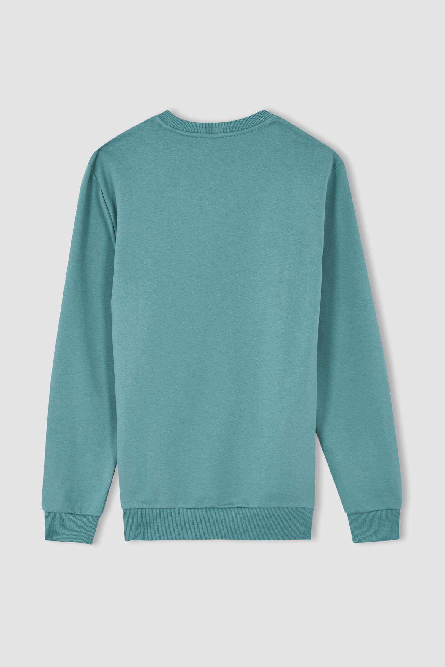 Regular Fit Bisiklet Yaka Basic Pamuklu Sweatshirt