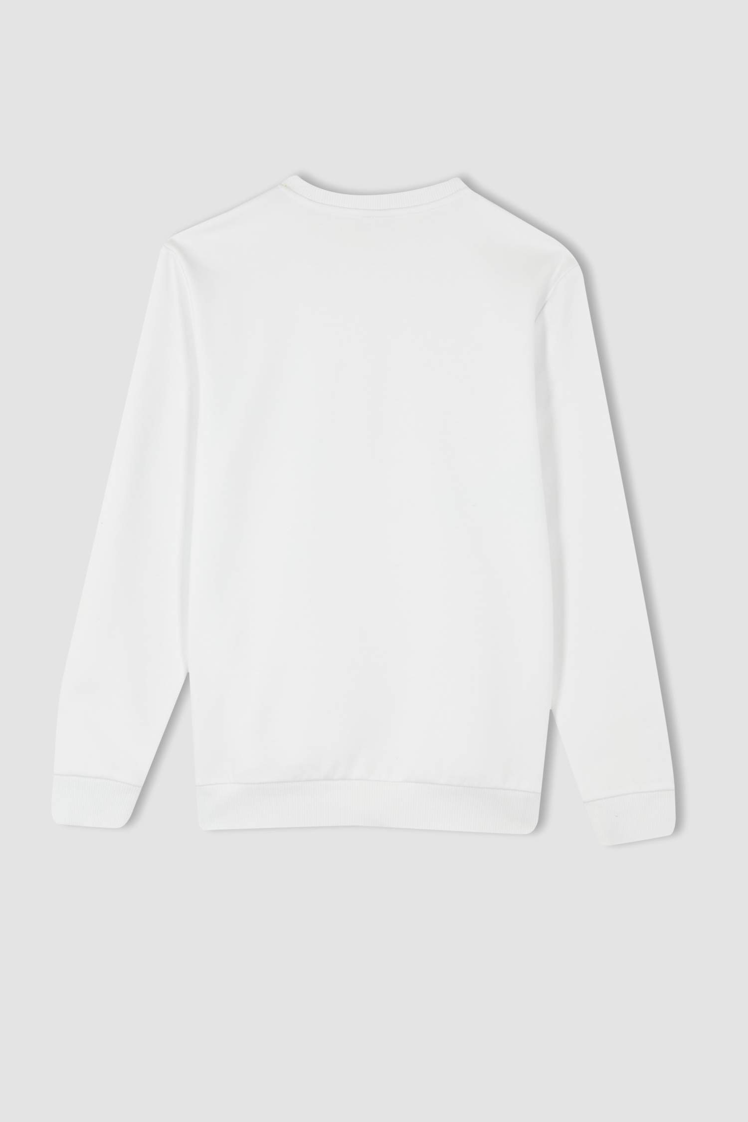 Regular Fit Bisiklet Yaka Basic Pamuklu Sweatshirt