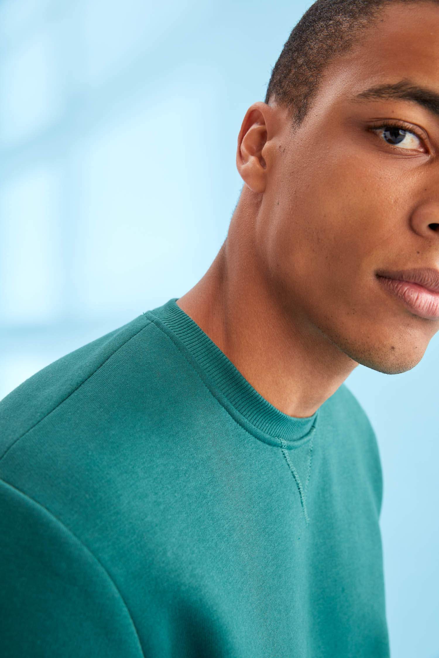 Regular Fit Bisiklet Yaka Basic Pamuklu Sweatshirt