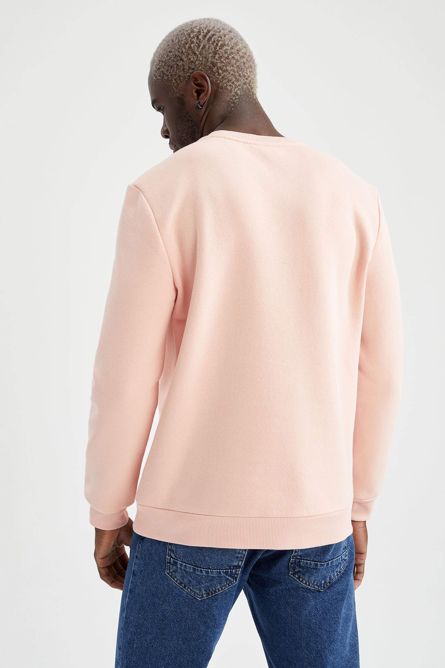 Regular Fit Bisiklet Yaka Basic Pamuklu Sweatshirt