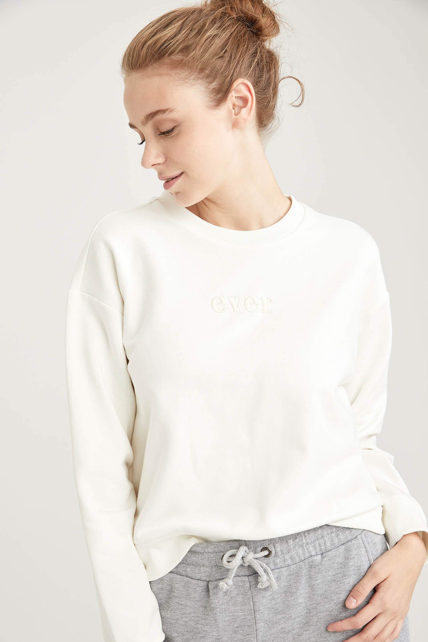 Yazı Baskılı Relax Fit Sweatshirt