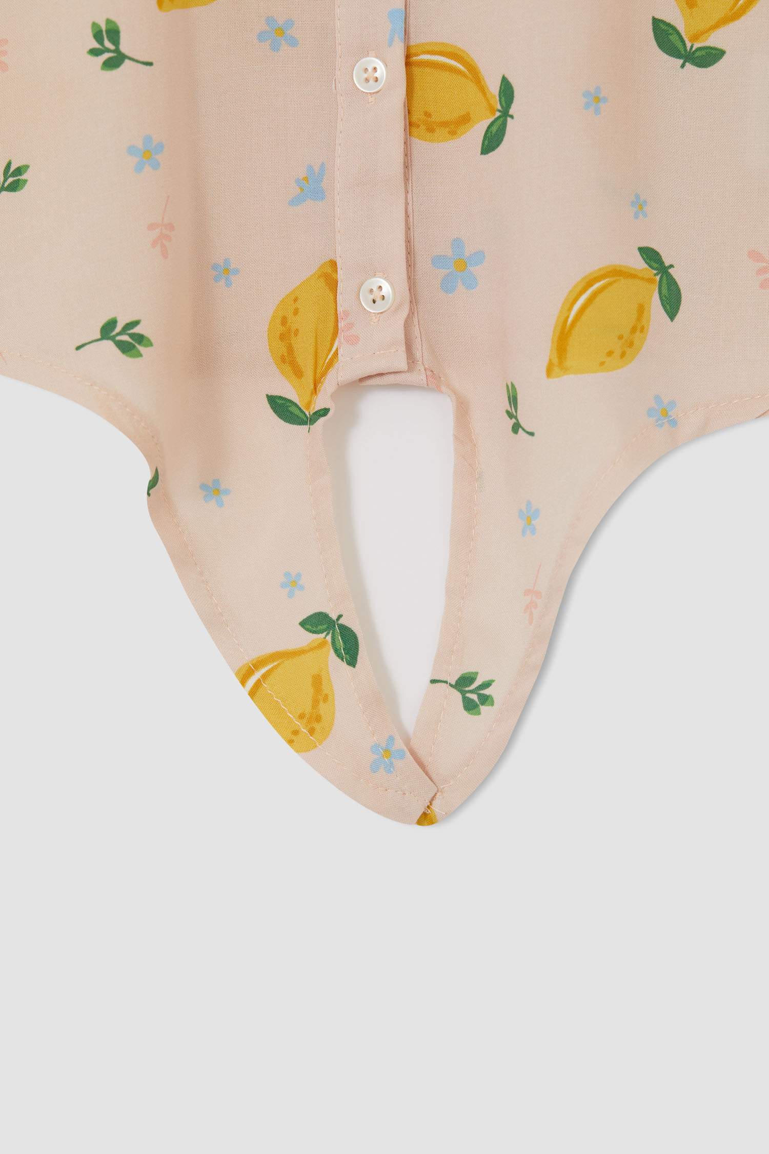 Kız Çocuk Limon Desenli Bağlama Detaylı Kısa Kollu Crop Gömlek