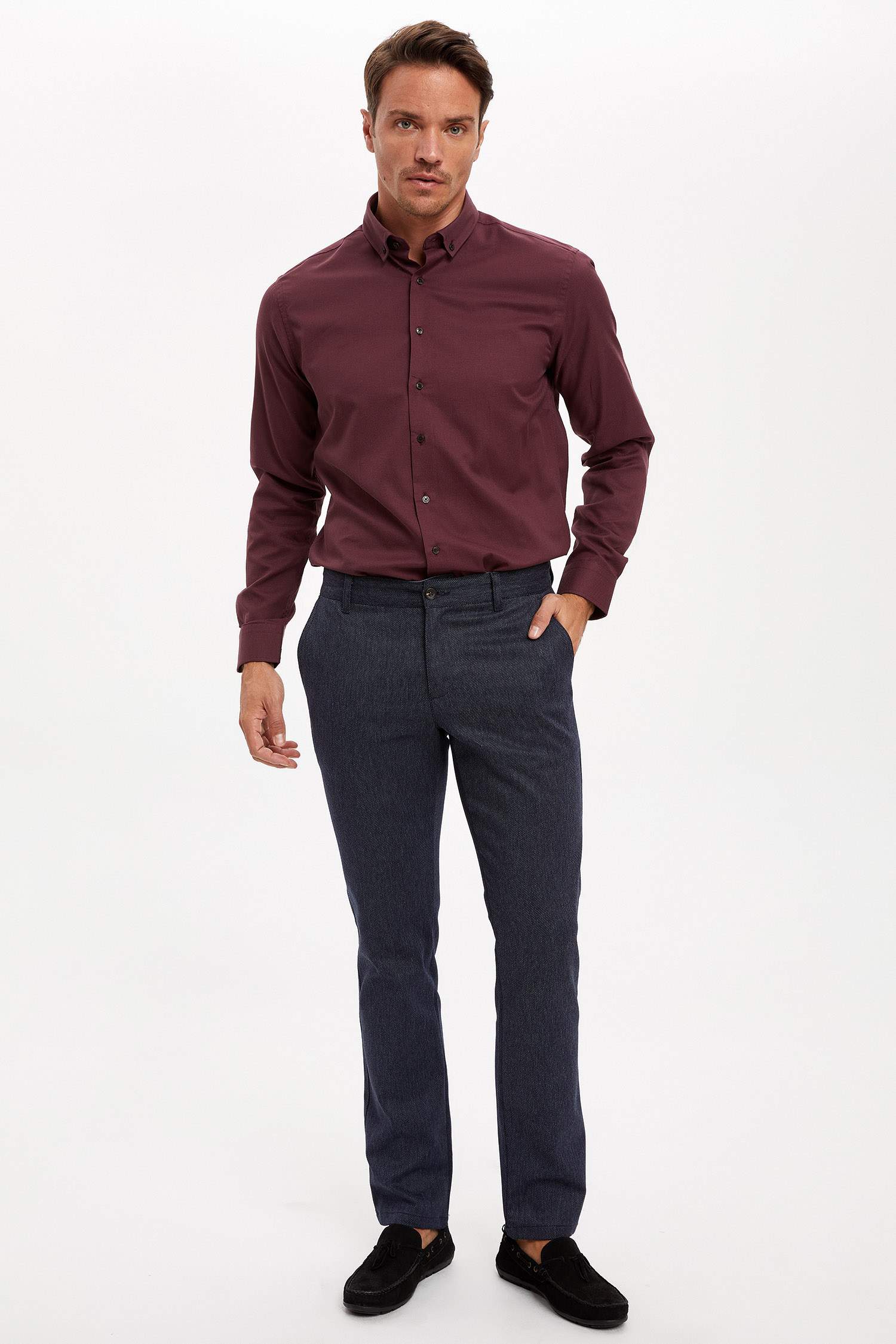 Uzun Kollu Modern Fit Fit Basic Gömlek