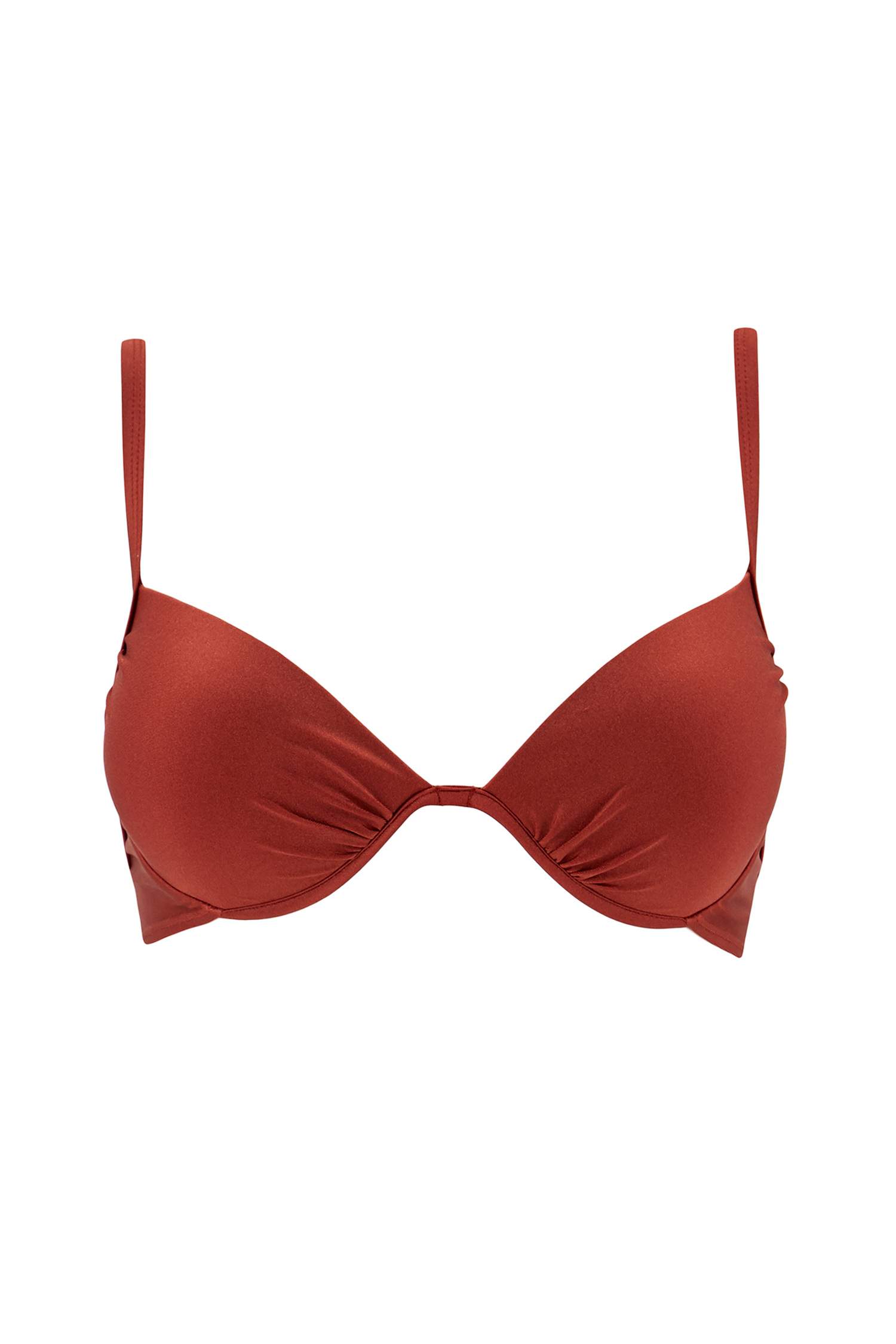 Büzgü Detaylı Push Up Üçgen Bikini Üstü