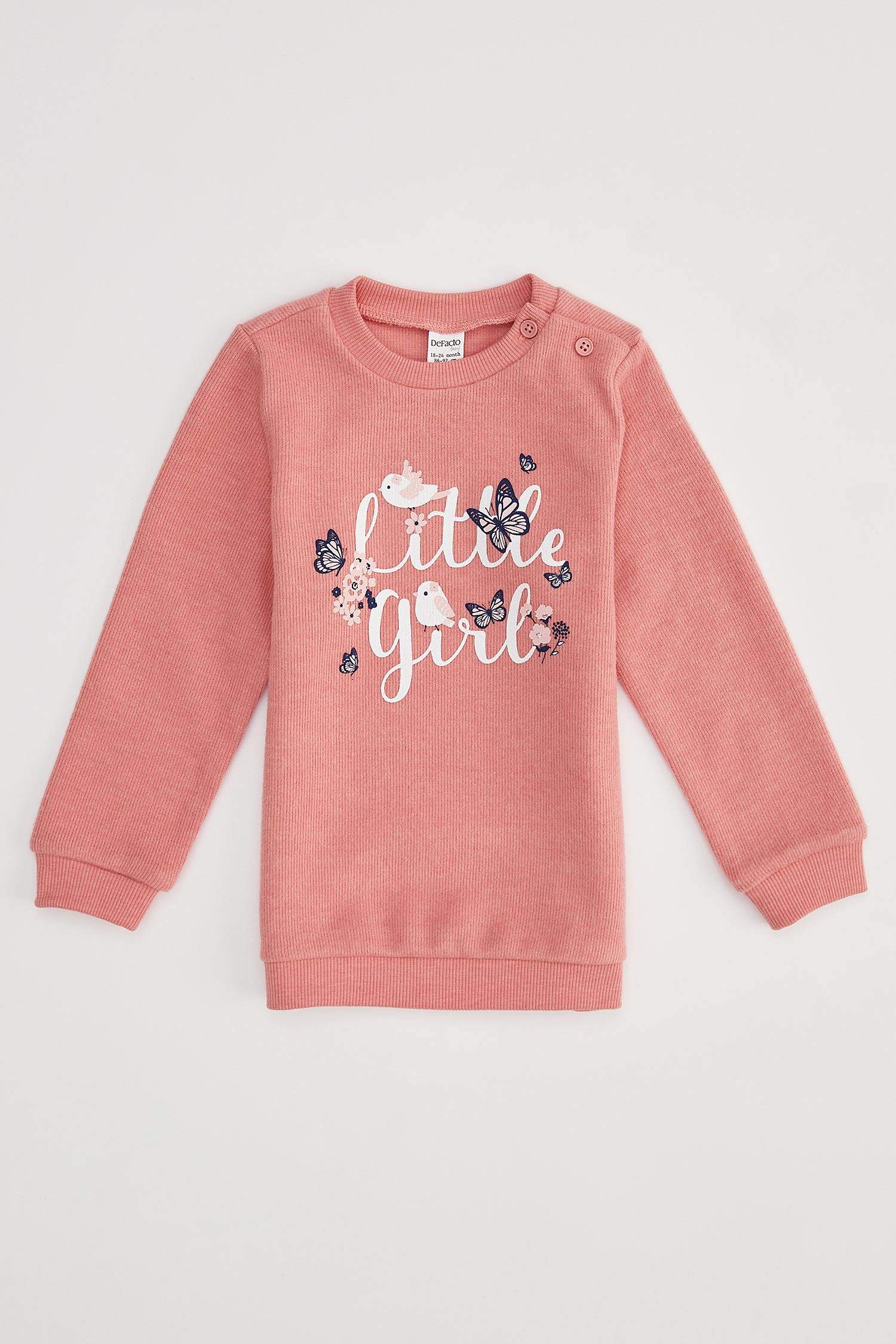 Kız Bebek Baskılı Selanik Kumaş Sweatshirt