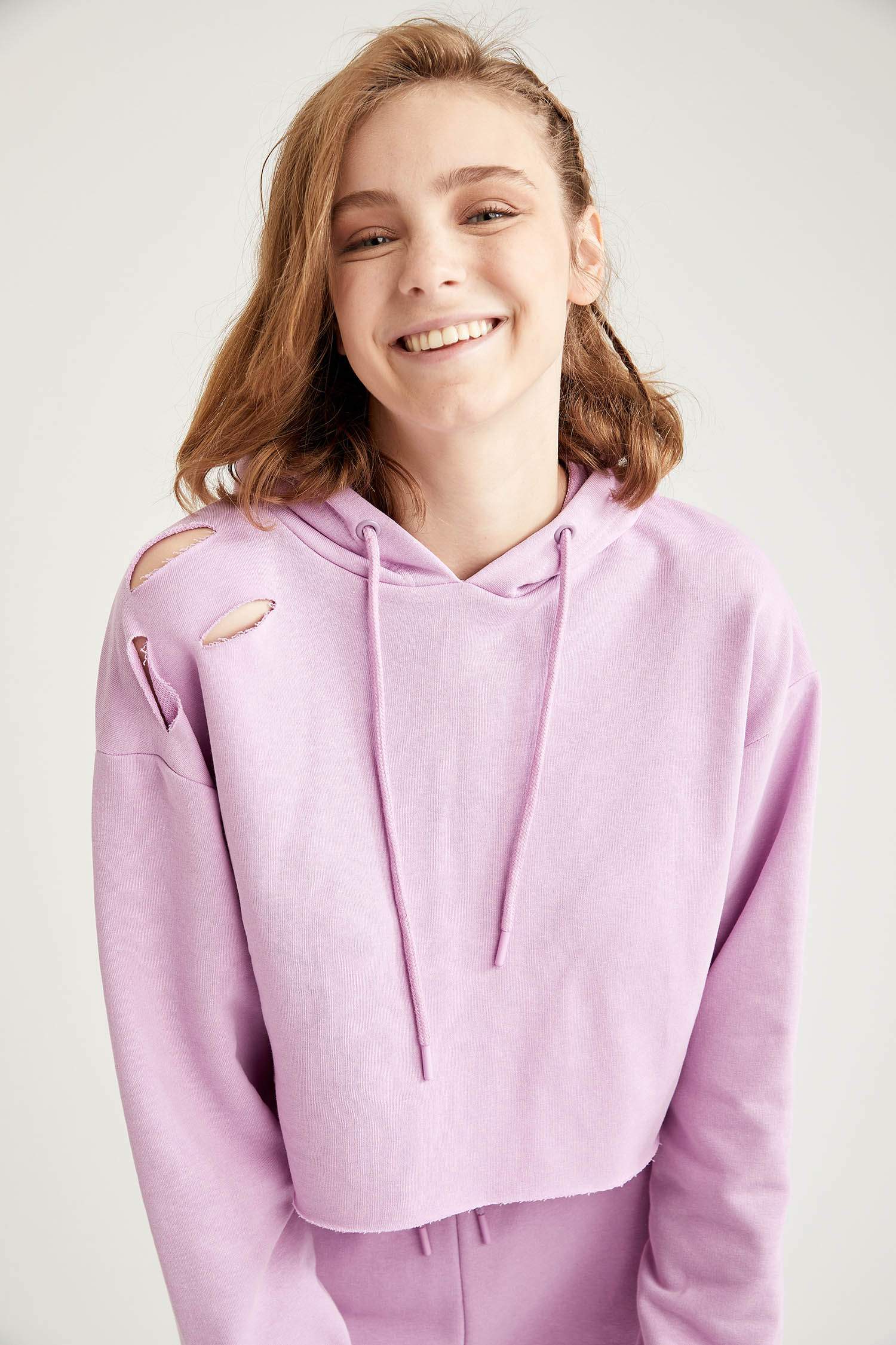 Regular Fit Kapüşonlu Uzun Kollu Sweatshirt
