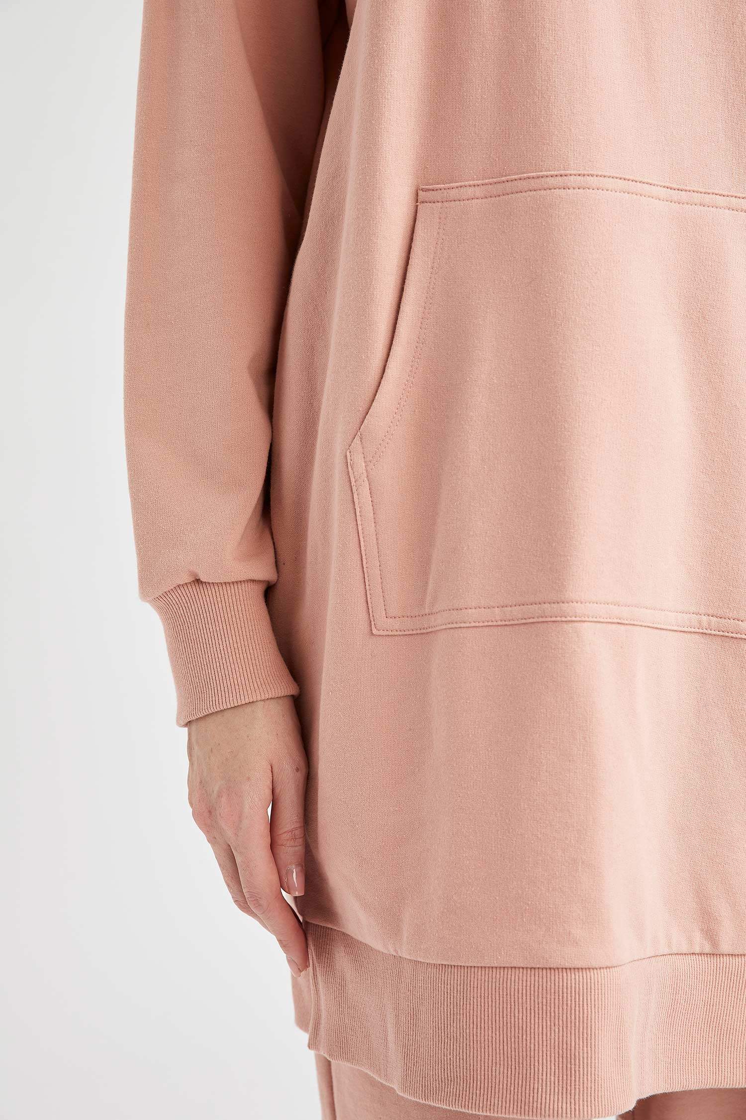 Kapüşonlu Kanguru Cepli Sweat Tunik