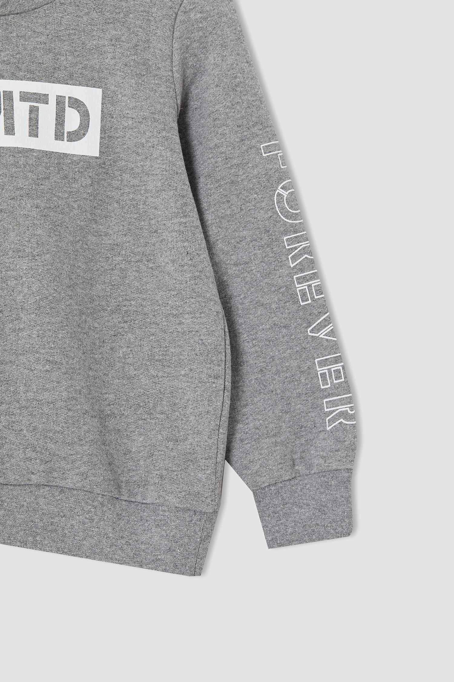 Erkek Çocuk Yazı Baskılı Sweatshirt ve Jogger Eşofman Alt Takımı