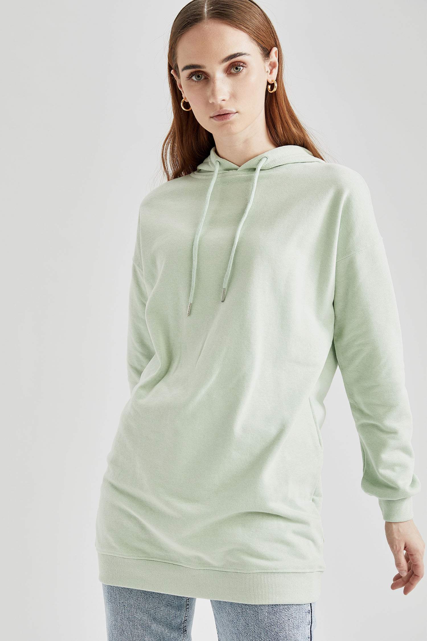 Kapüşonlu Relax Fit Sweat Tunik