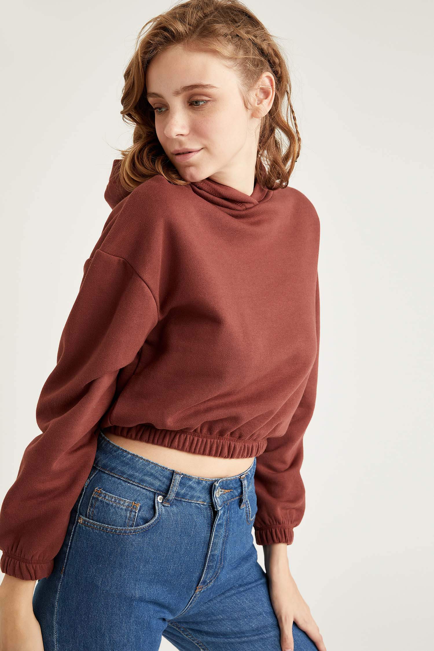 Regular Fit Kapüşonlu Uzun Kollu Sweatshirt