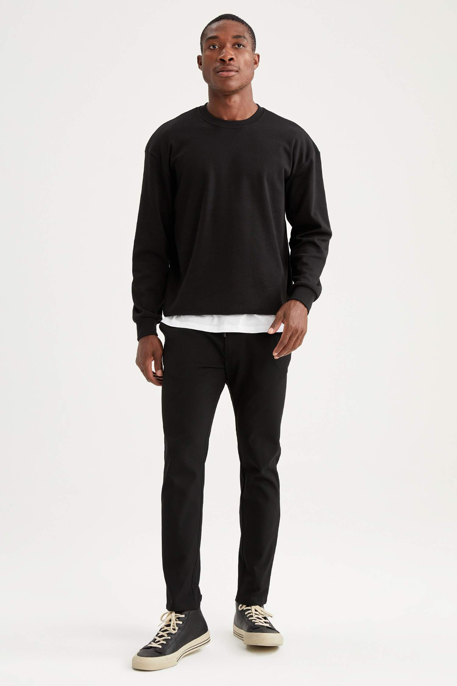 Oversize Fit Bisiklet Yaka Basic Pamuklu Sweatshirt