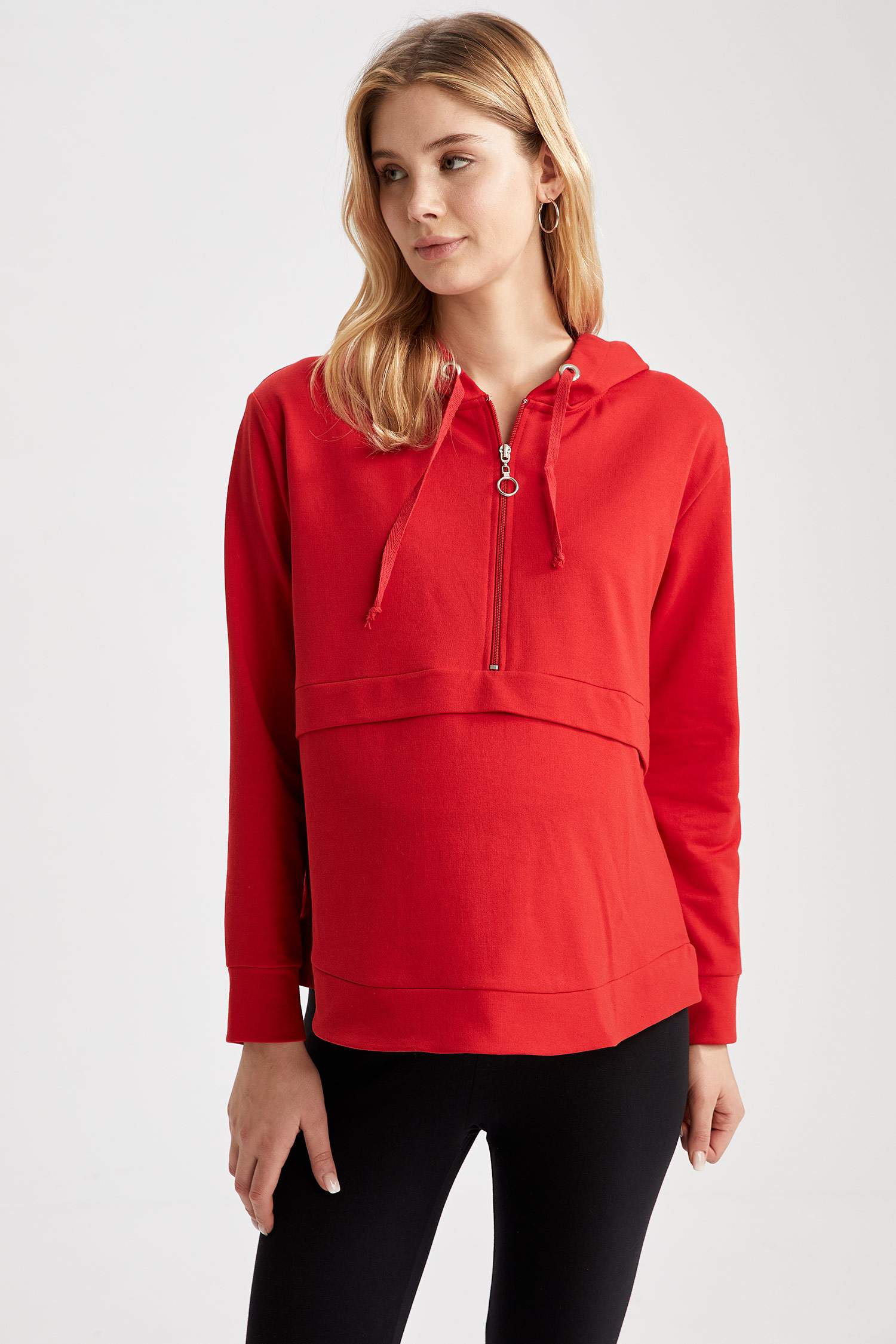 Kapüşonlu Relax Fit Hamile Sweatshirt