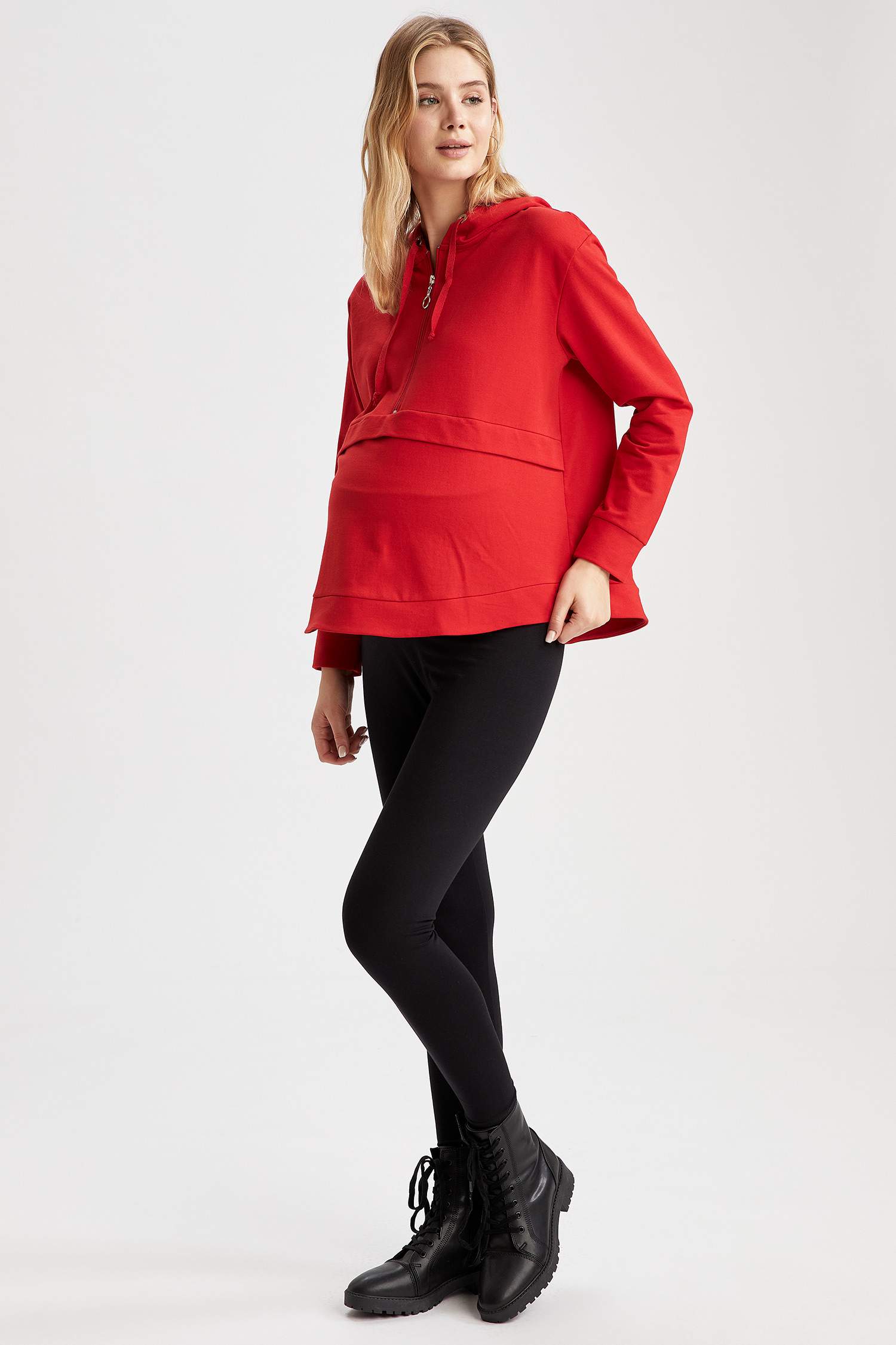 Kapüşonlu Relax Fit Hamile Sweatshirt