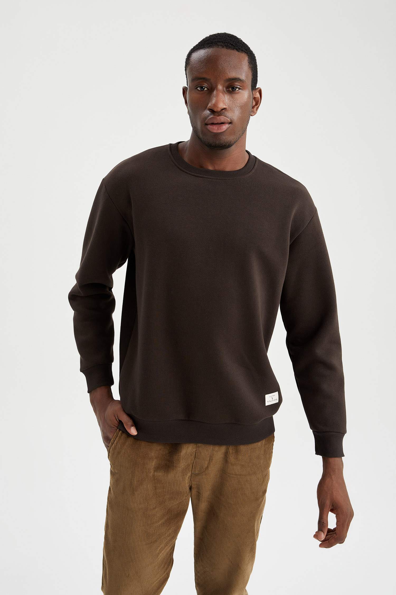 Oversize Fit Bisiklet Yaka Basic Pamuklu Sweatshirt