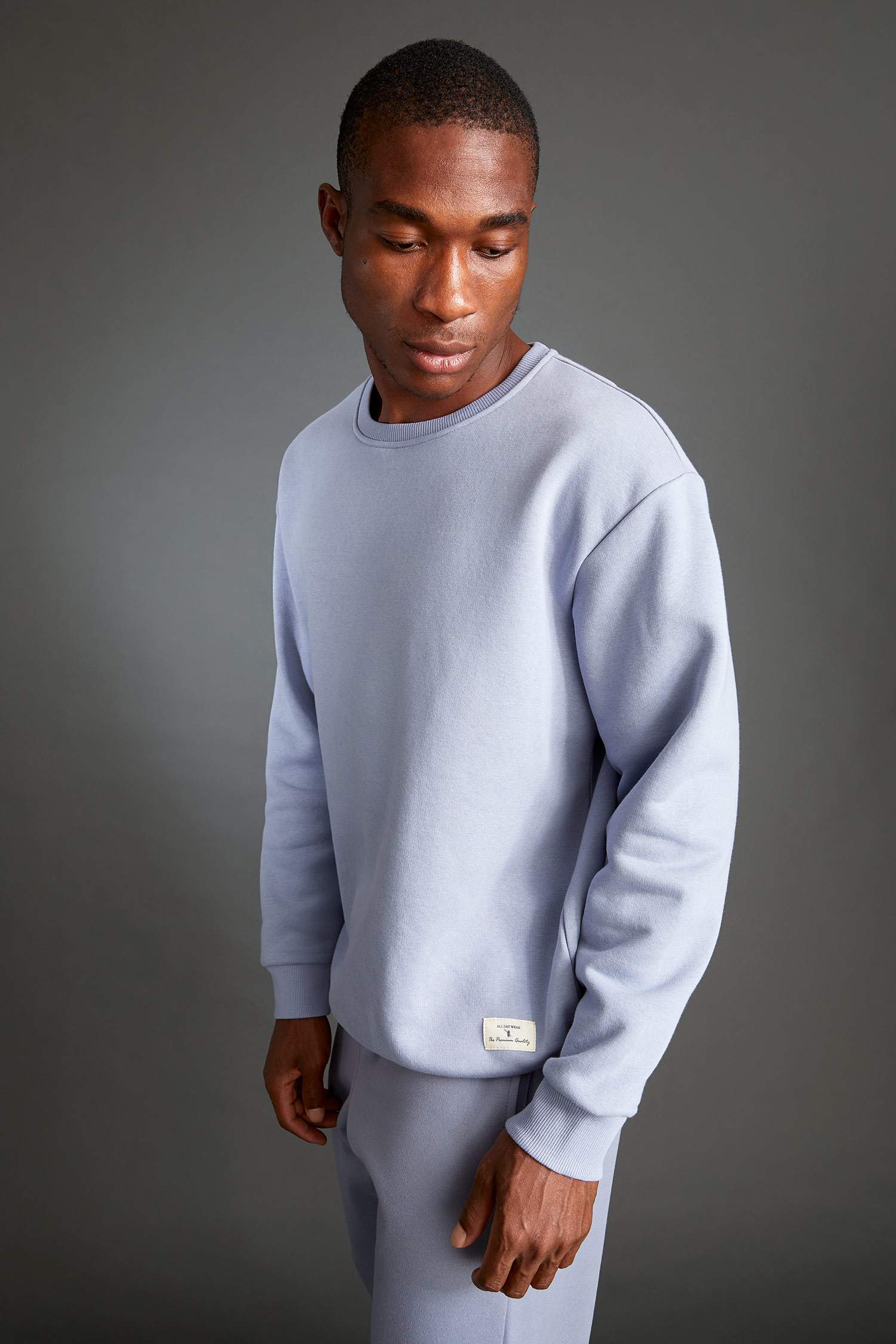 Oversize Fit Bisiklet Yaka Basic Pamuklu Sweatshirt