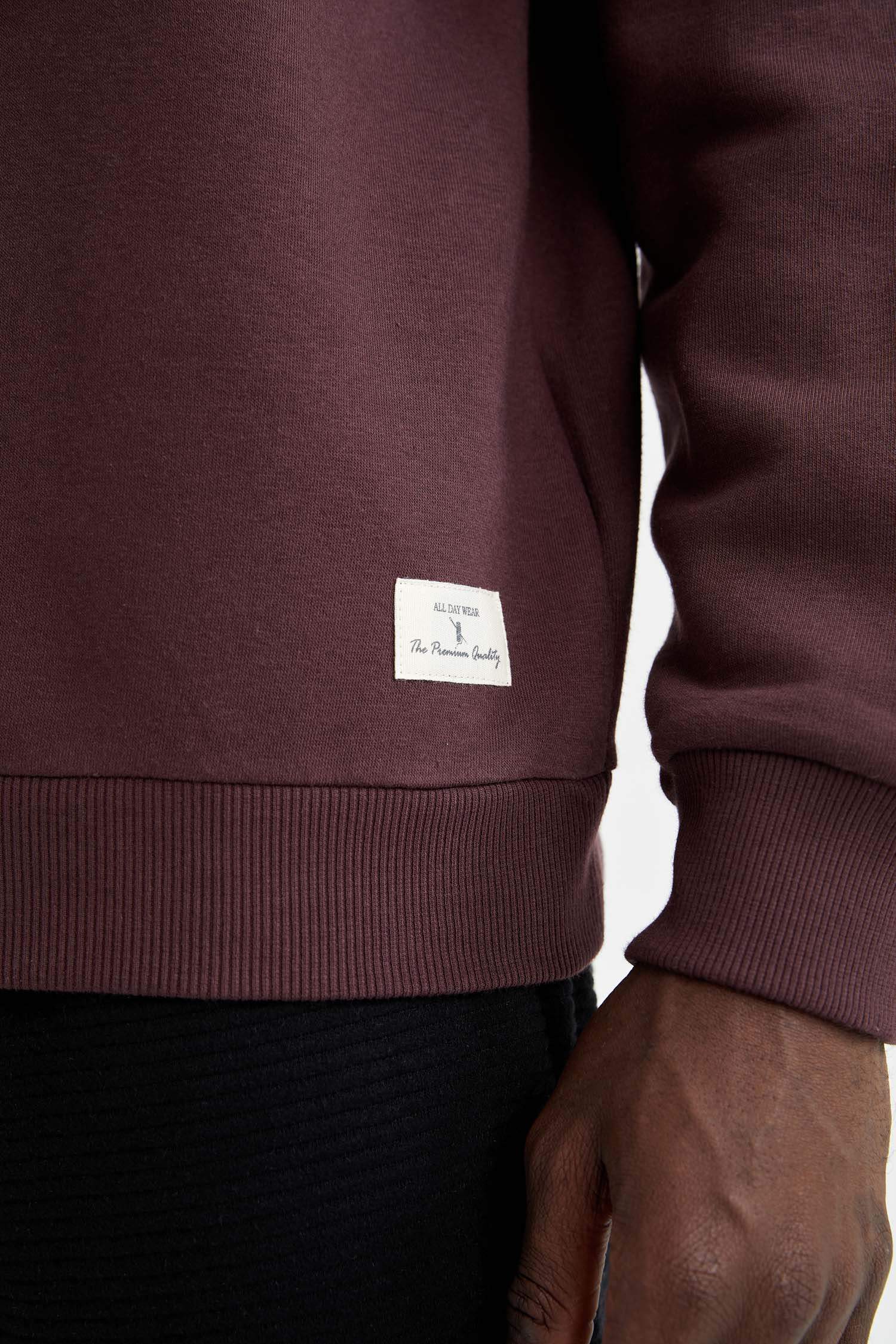 Oversize Fit Bisiklet Yaka Basic Pamuklu Sweatshirt