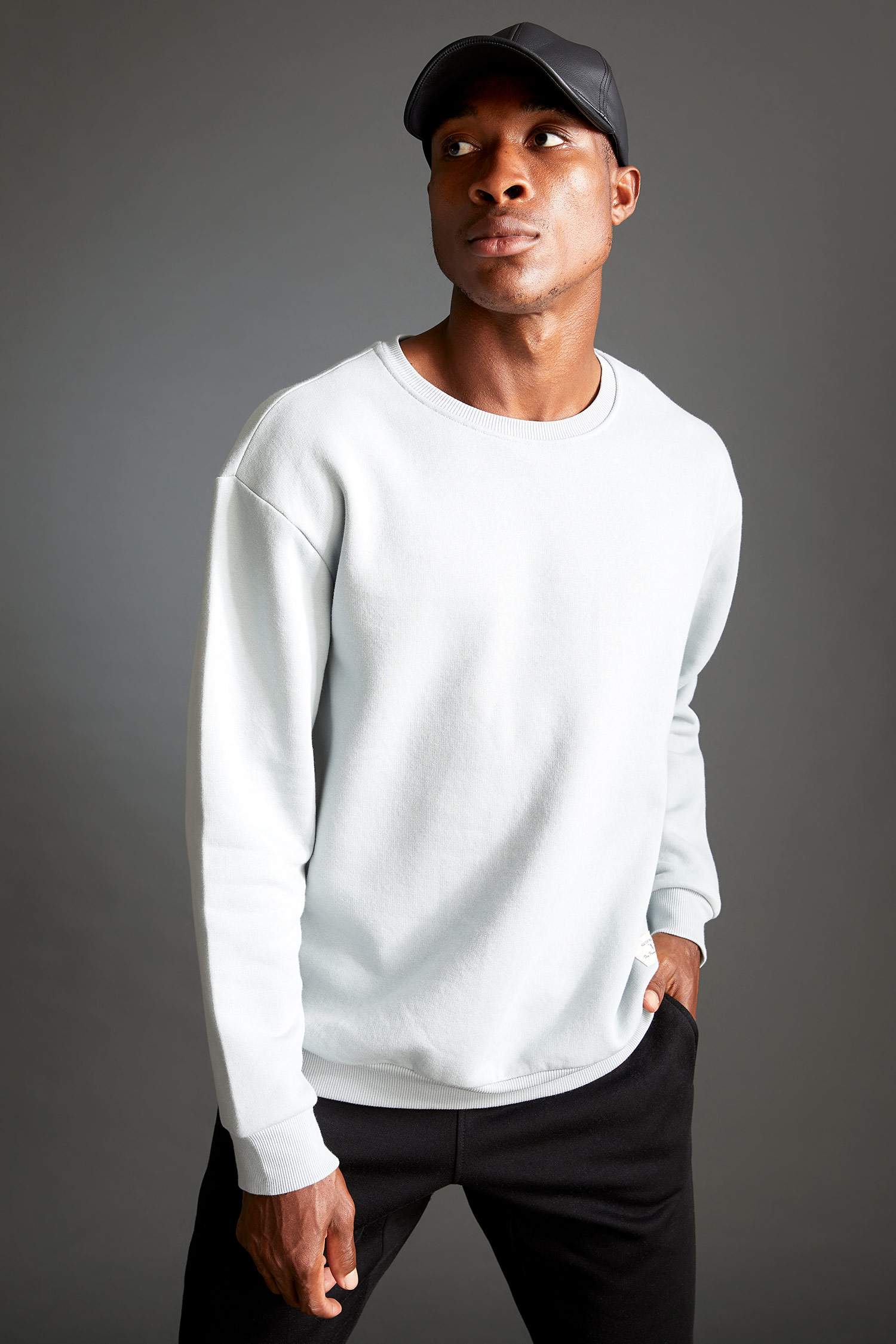 Oversize Fit Bisiklet Yaka Basic Pamuklu Sweatshirt