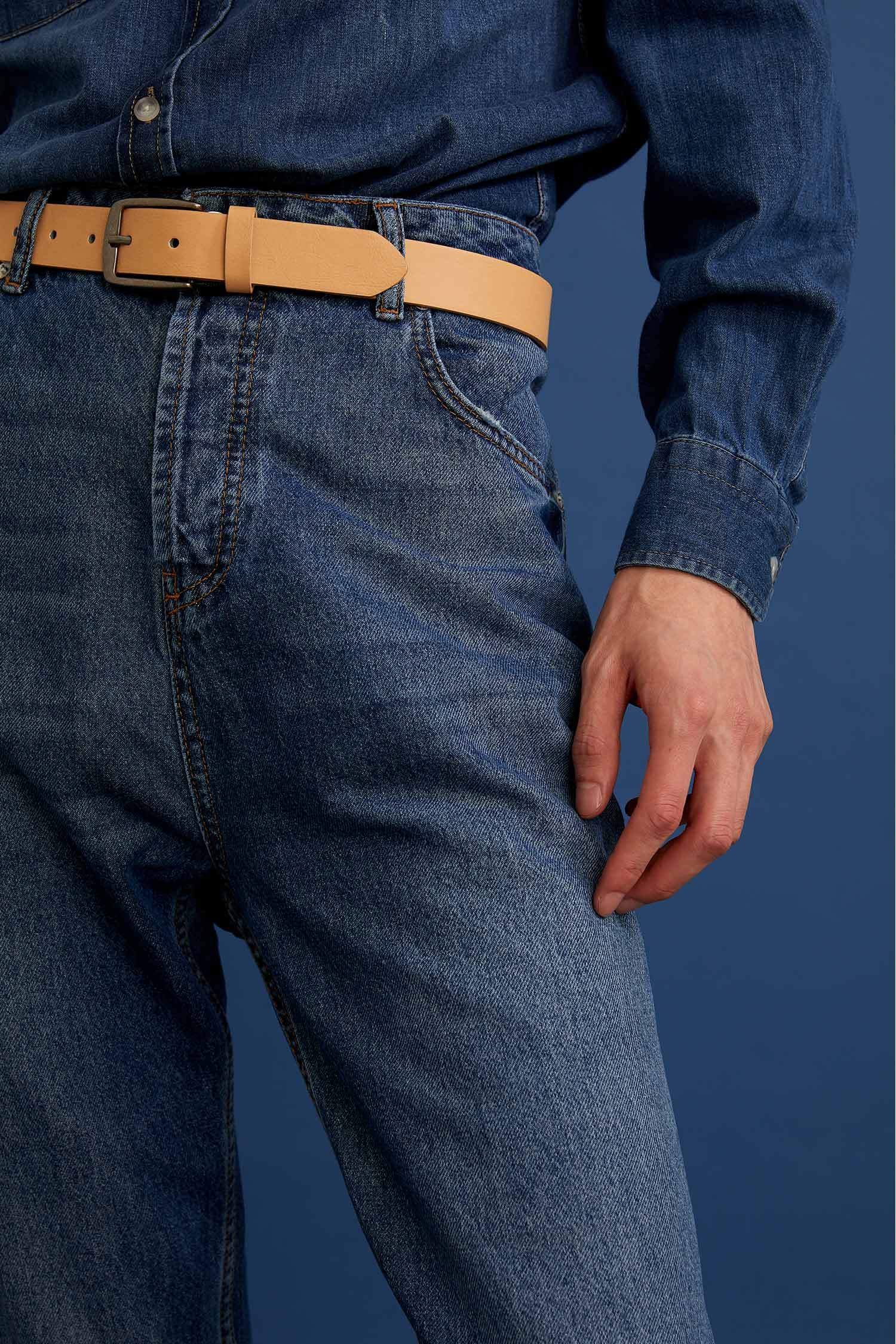 Loose Fit Normal Bel Paça Katlama Detaylı Jean Pantolon