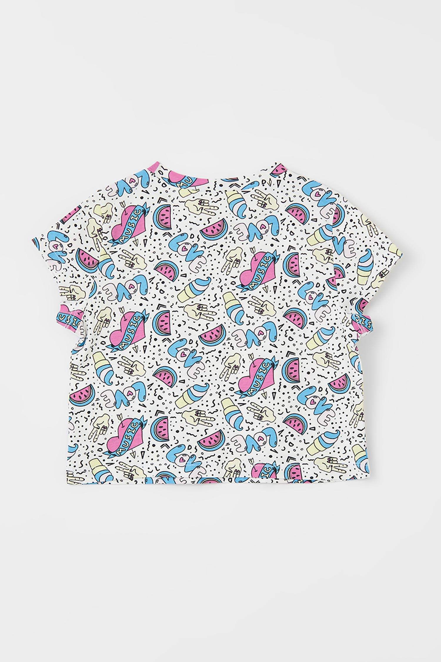 Kız Çocuk Love Desenli Crop Kısa Kollu Tişört