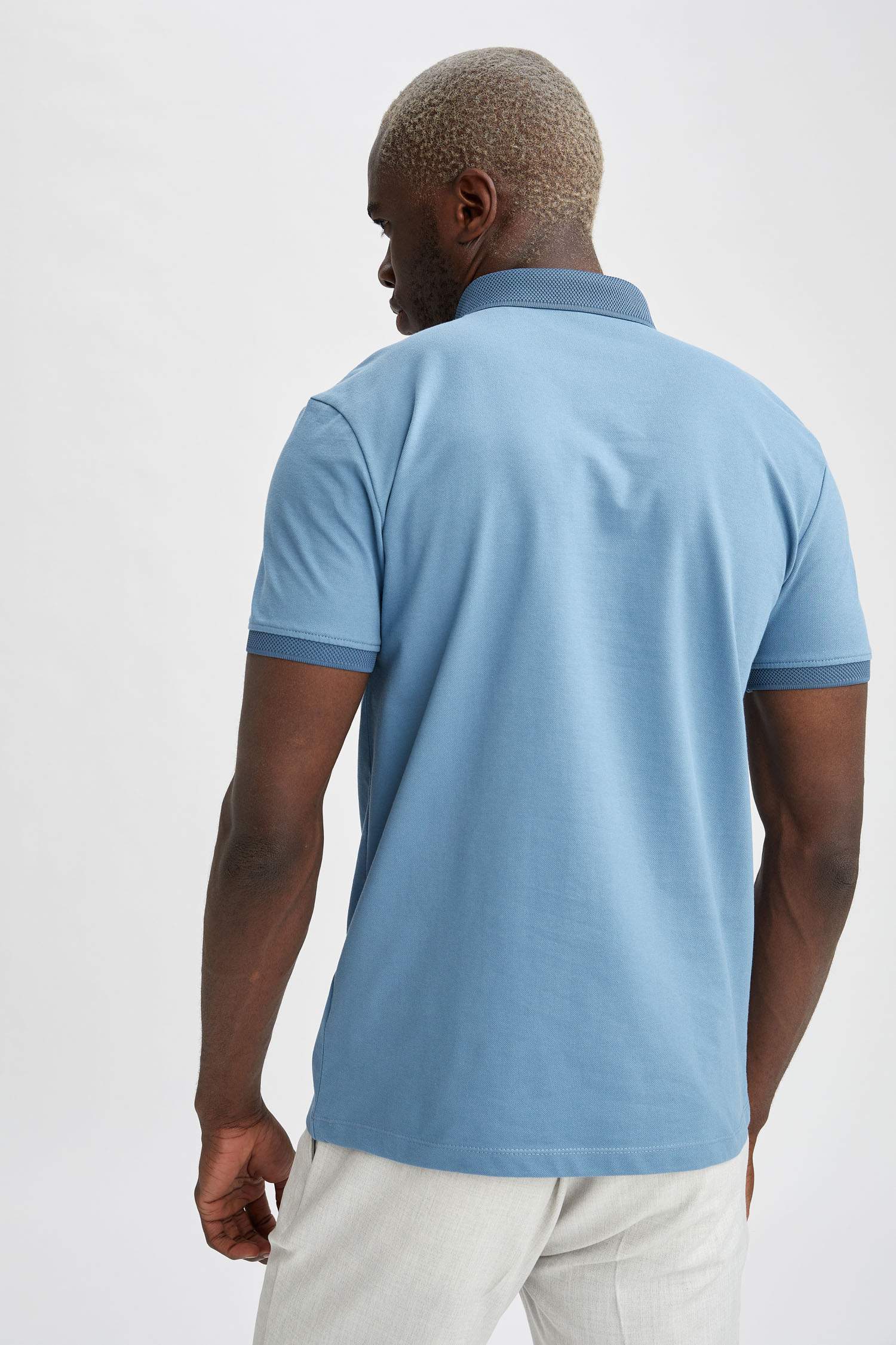 Slim Fit Polo Yaka Basic Kısa Kollu Pamuklu Penye Tişört