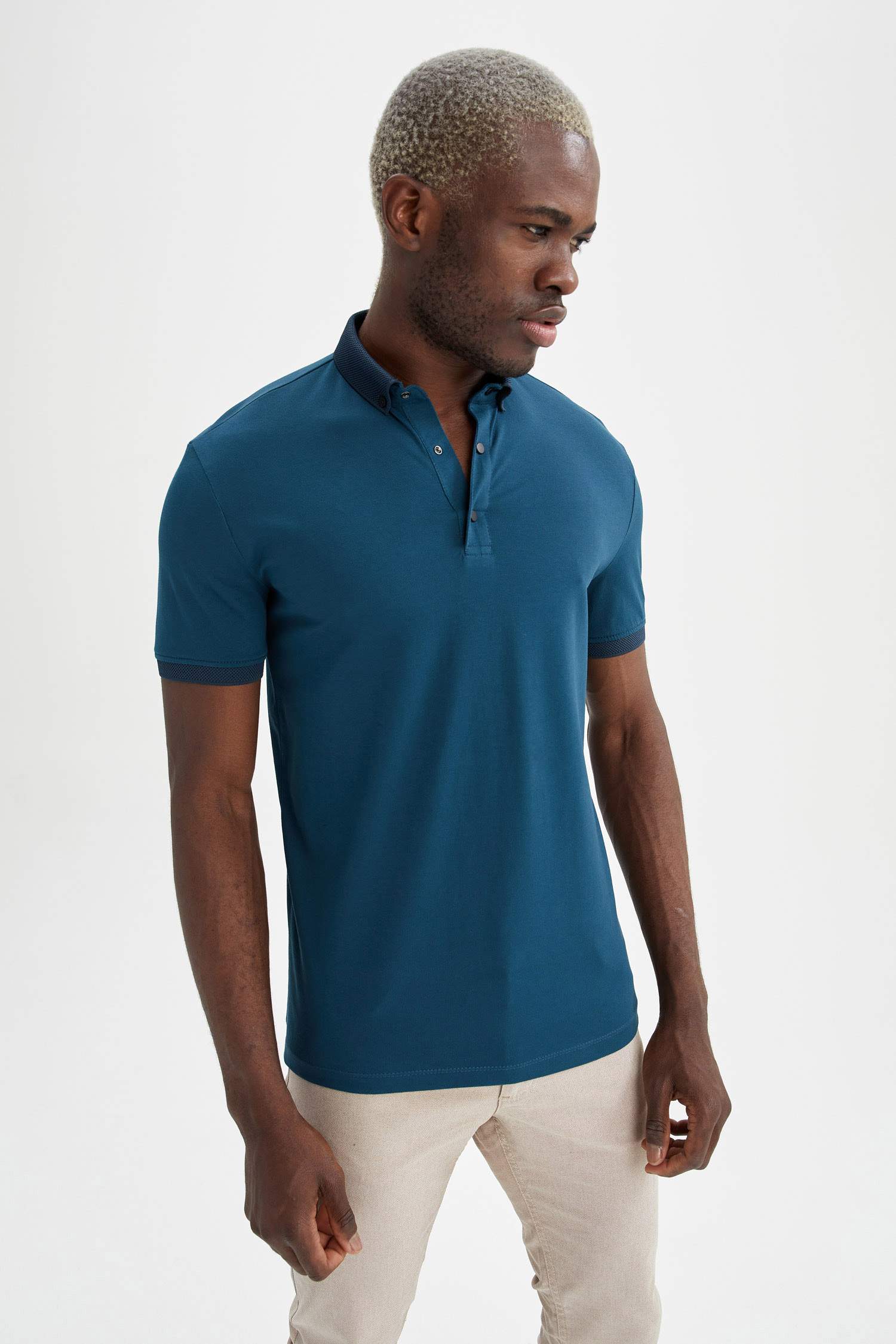 Slim Fit Polo Yaka Basic Kısa Kollu Tişört