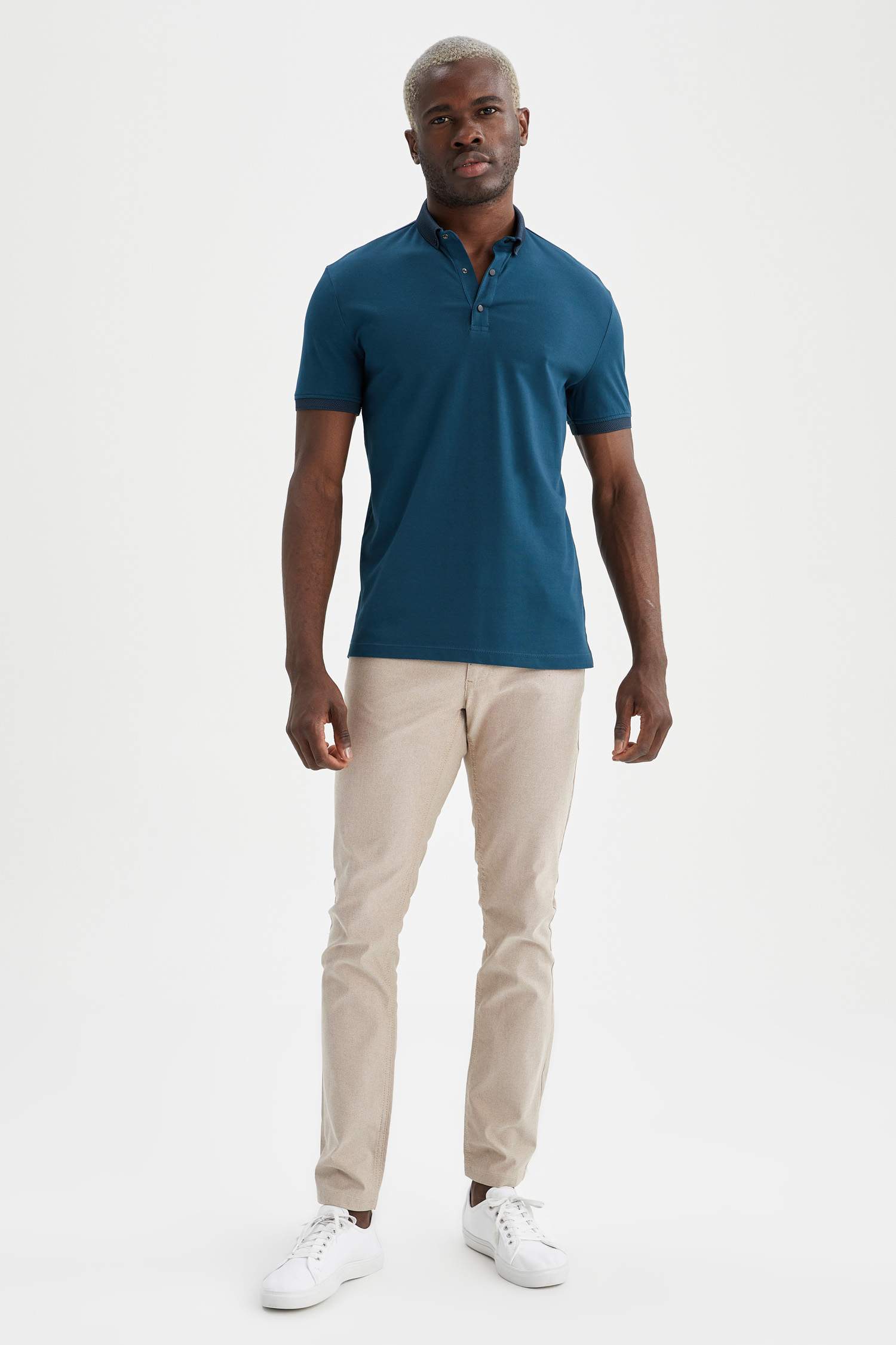 Slim Fit Polo Yaka Basic Kısa Kollu Tişört