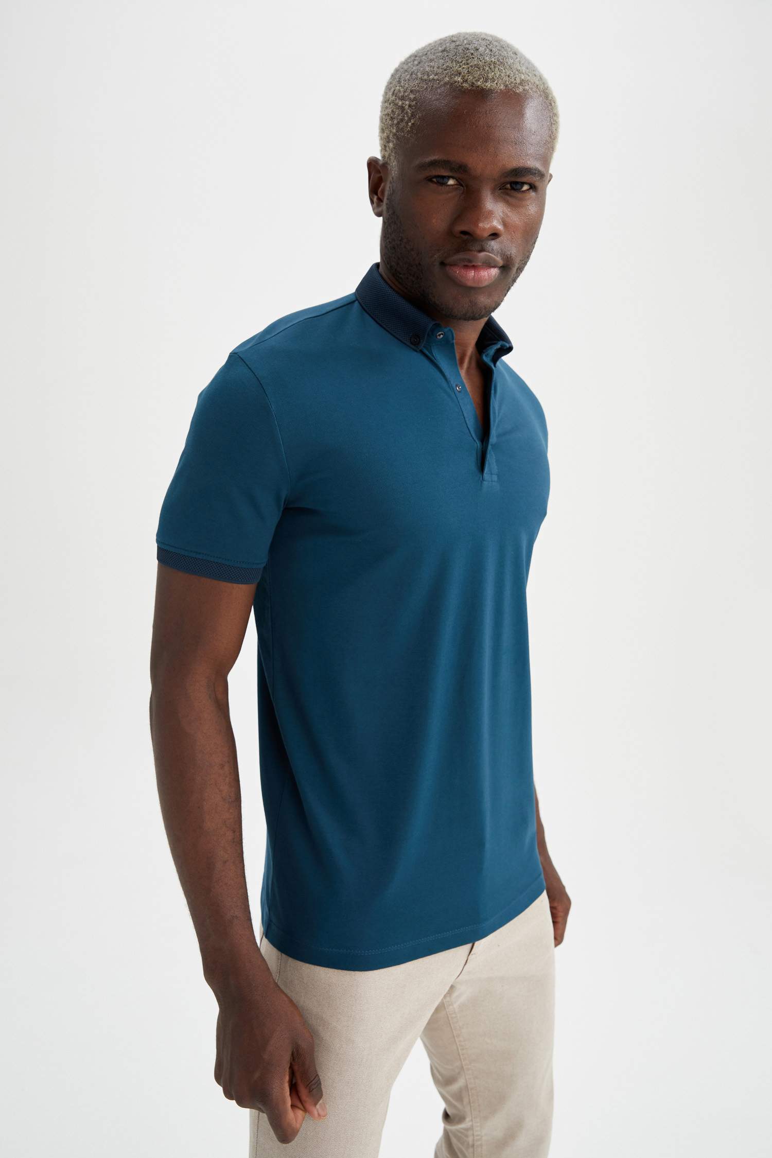 Slim Fit Polo Yaka Basic Kısa Kollu Tişört