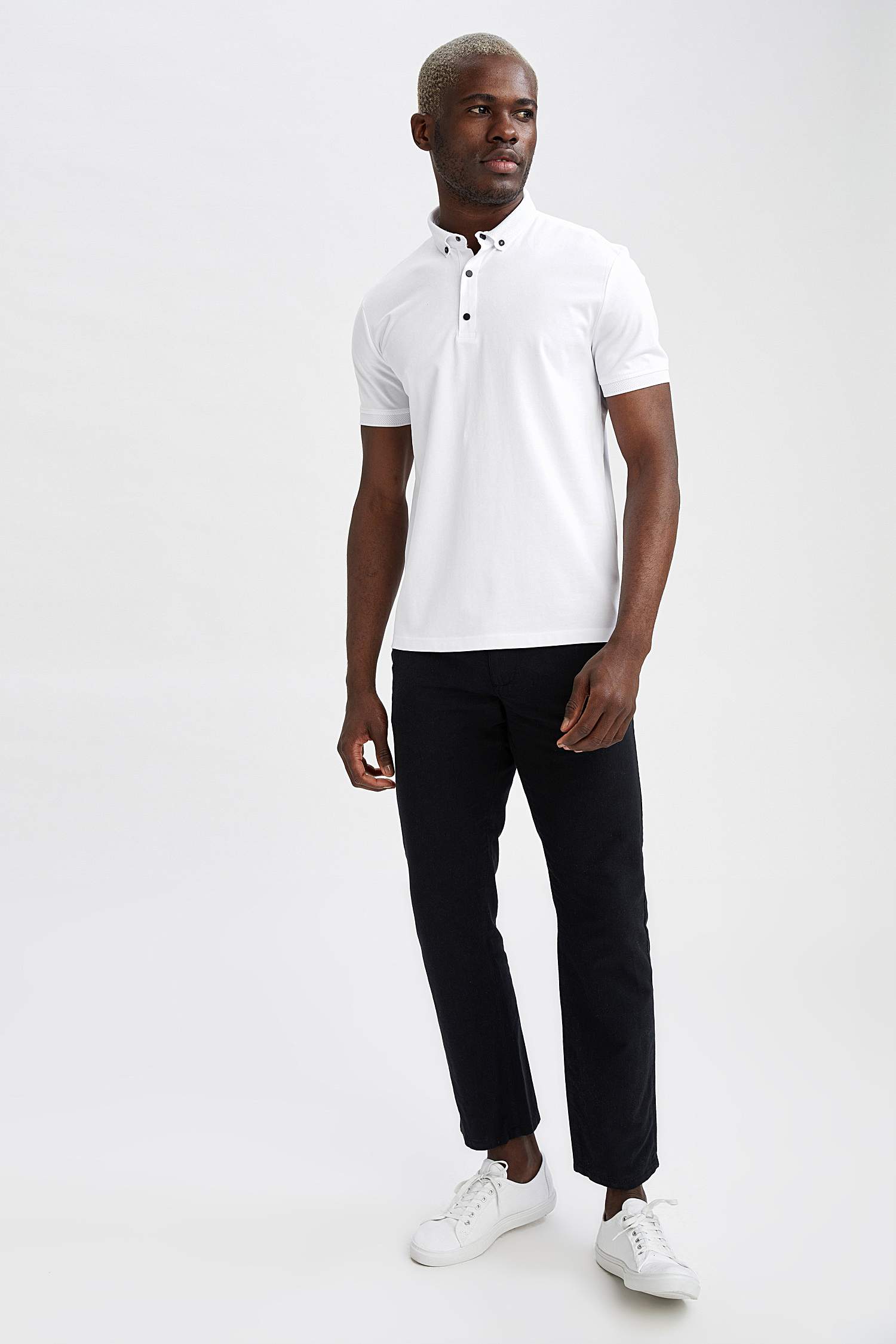 Slim Fit Polo Yaka Basic Kısa Kollu Tişört